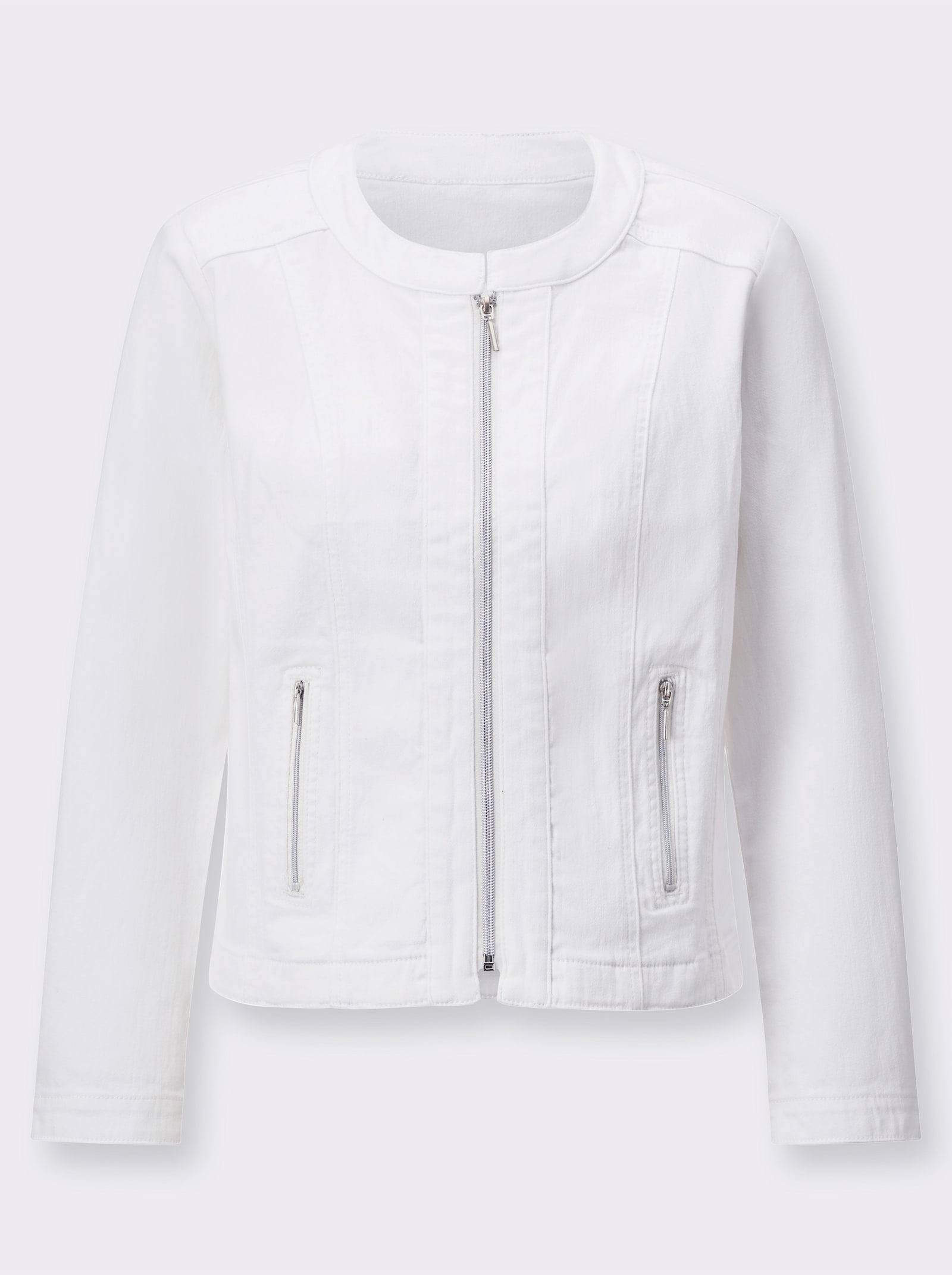 Jeansblazer mit Schulterpolstern - weiß