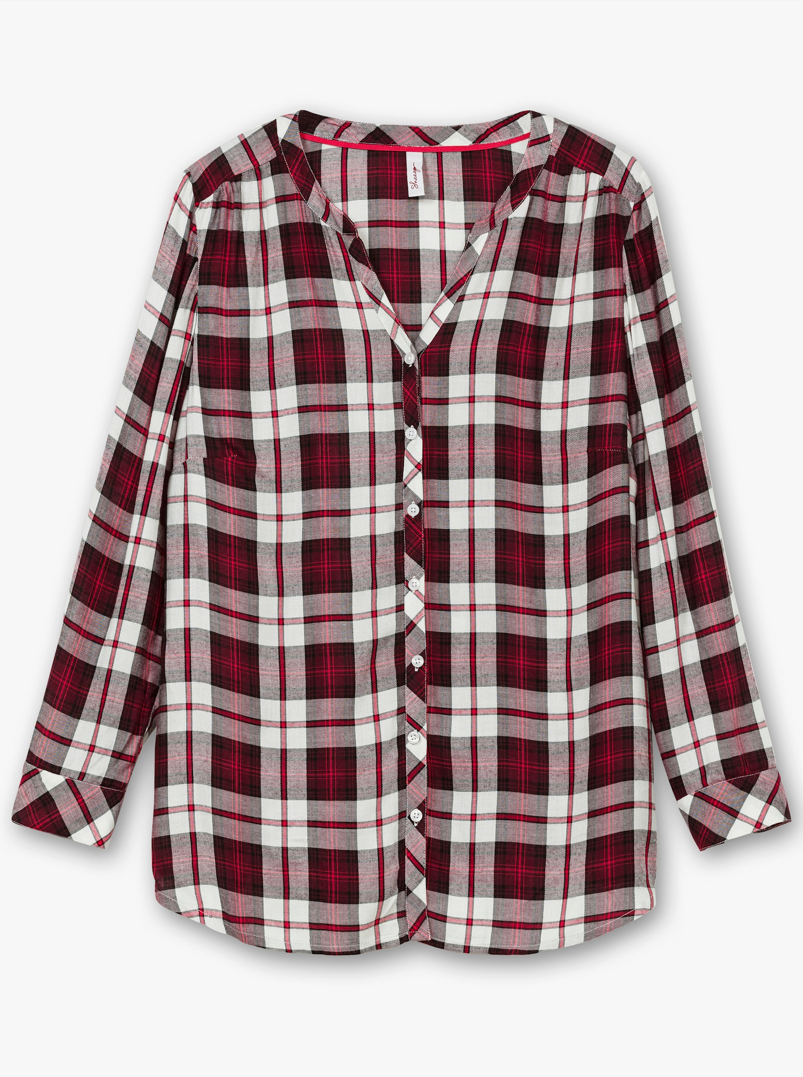 sheego Karobluse mit krempelbaren Ärmeln - weinrot-kariert