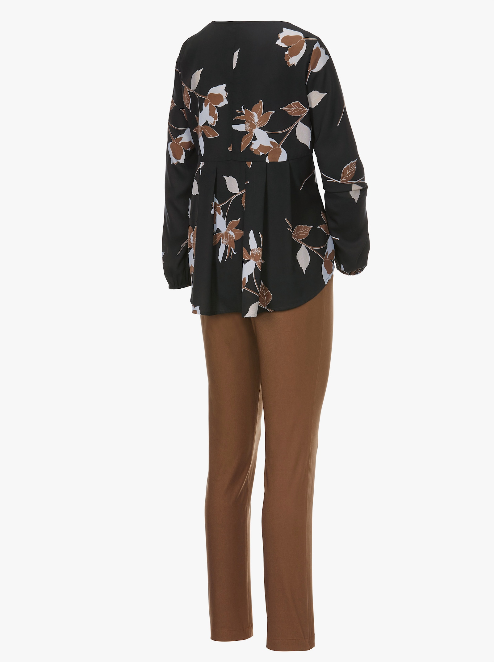 Bengalinebroek met sierritssluitingen - toffee