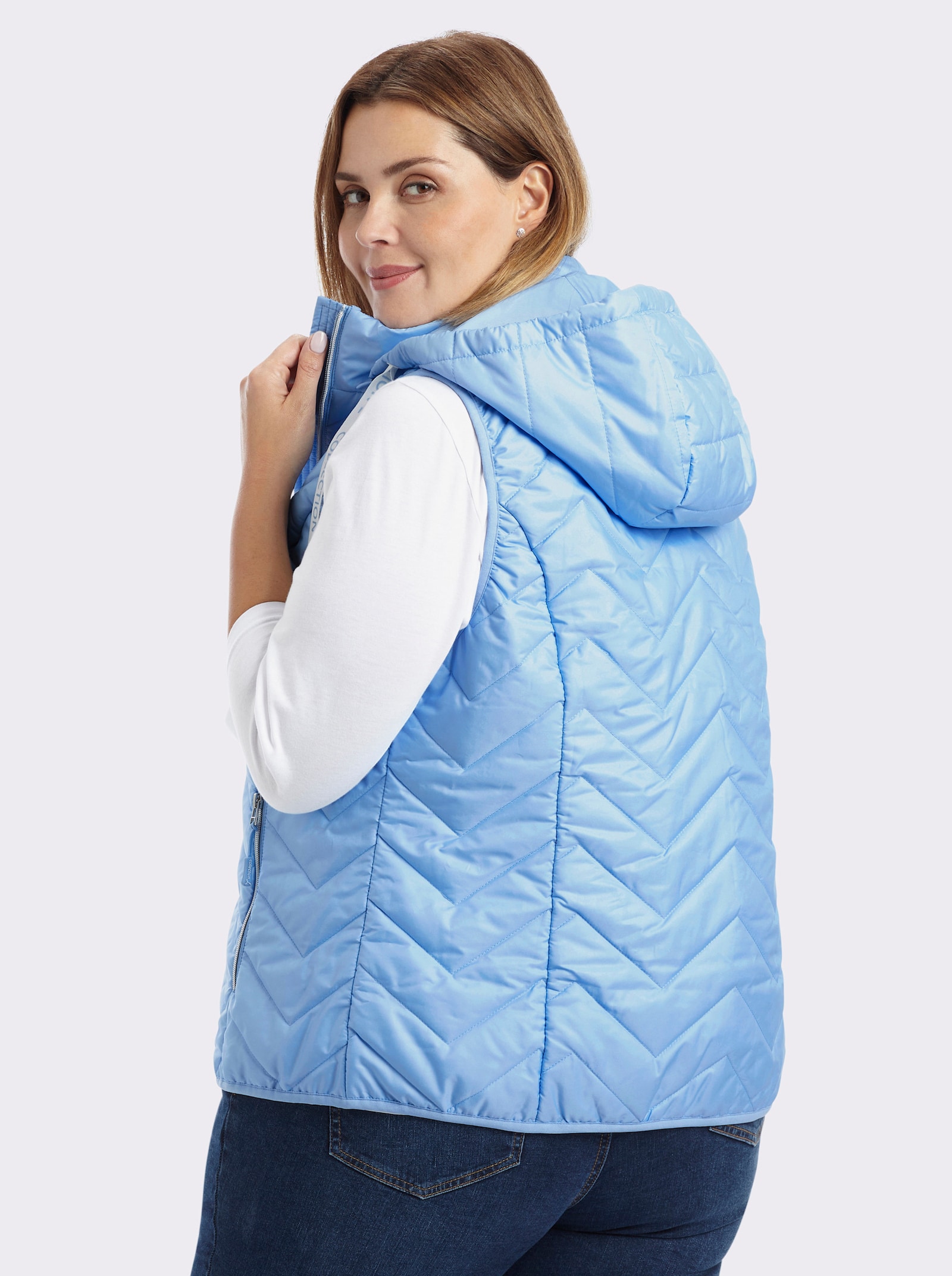 Steppweste im Zickzack-Muster - eisblau