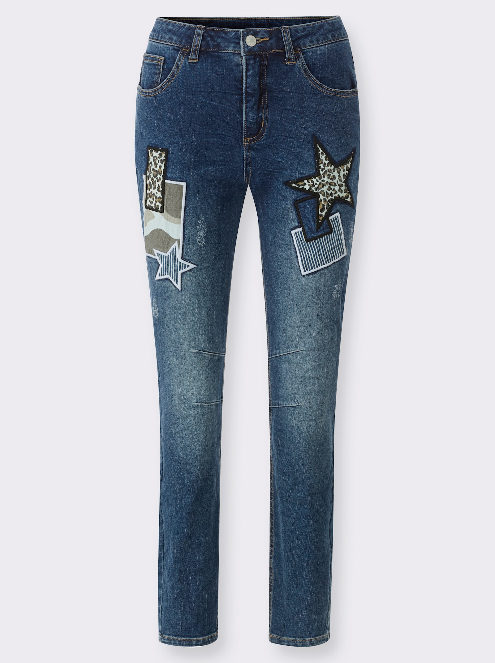 heine 5-pocketjeans met patches - blue-stonewashed