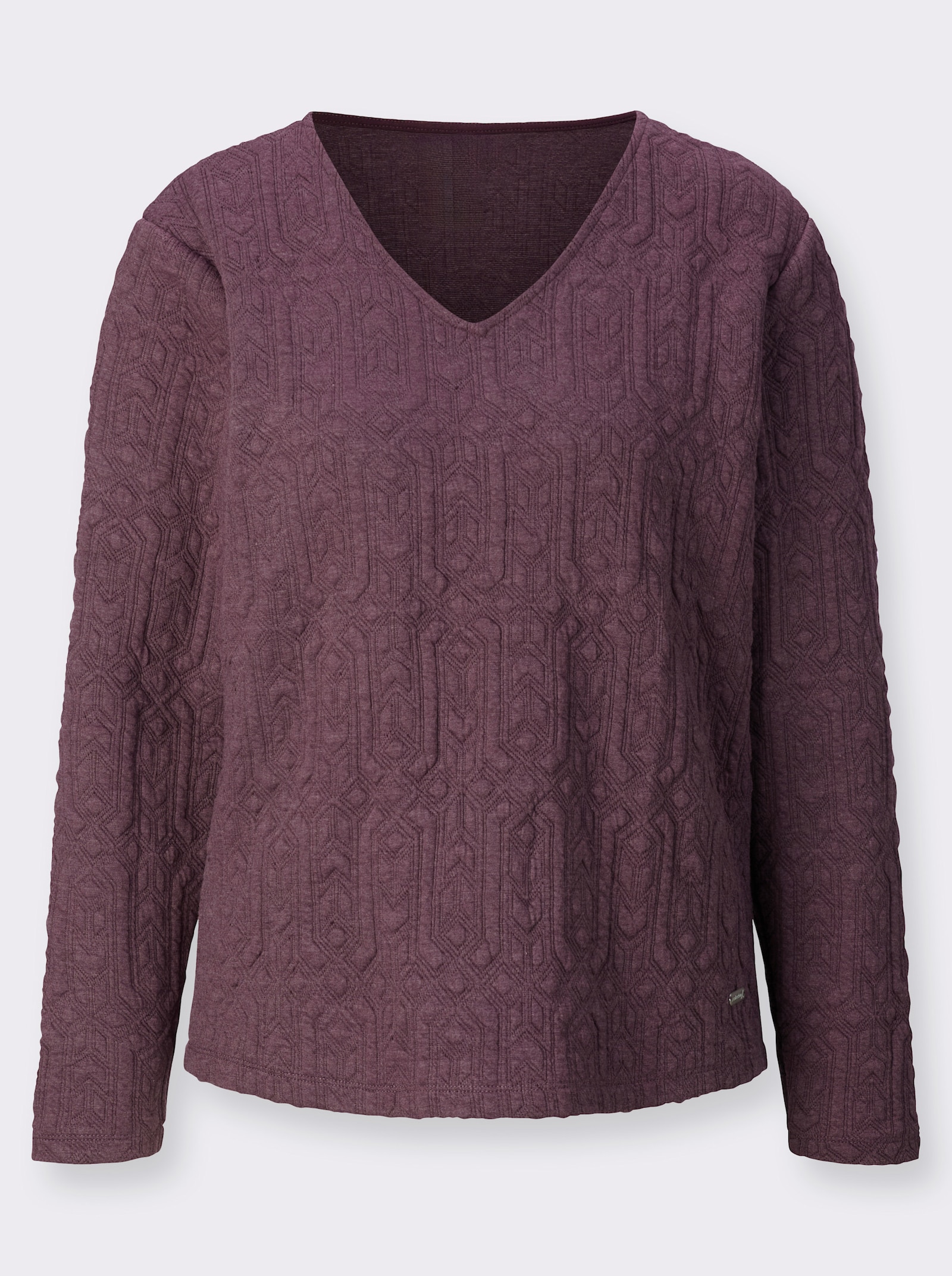 Langarmshirt im Jacquardmuster - burgund-gemustert