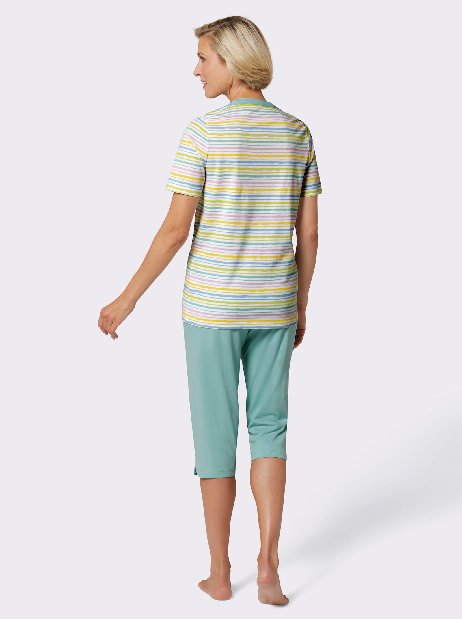 wäschepur Caprianzug mit bunten Ringeln - mint-bedruckt