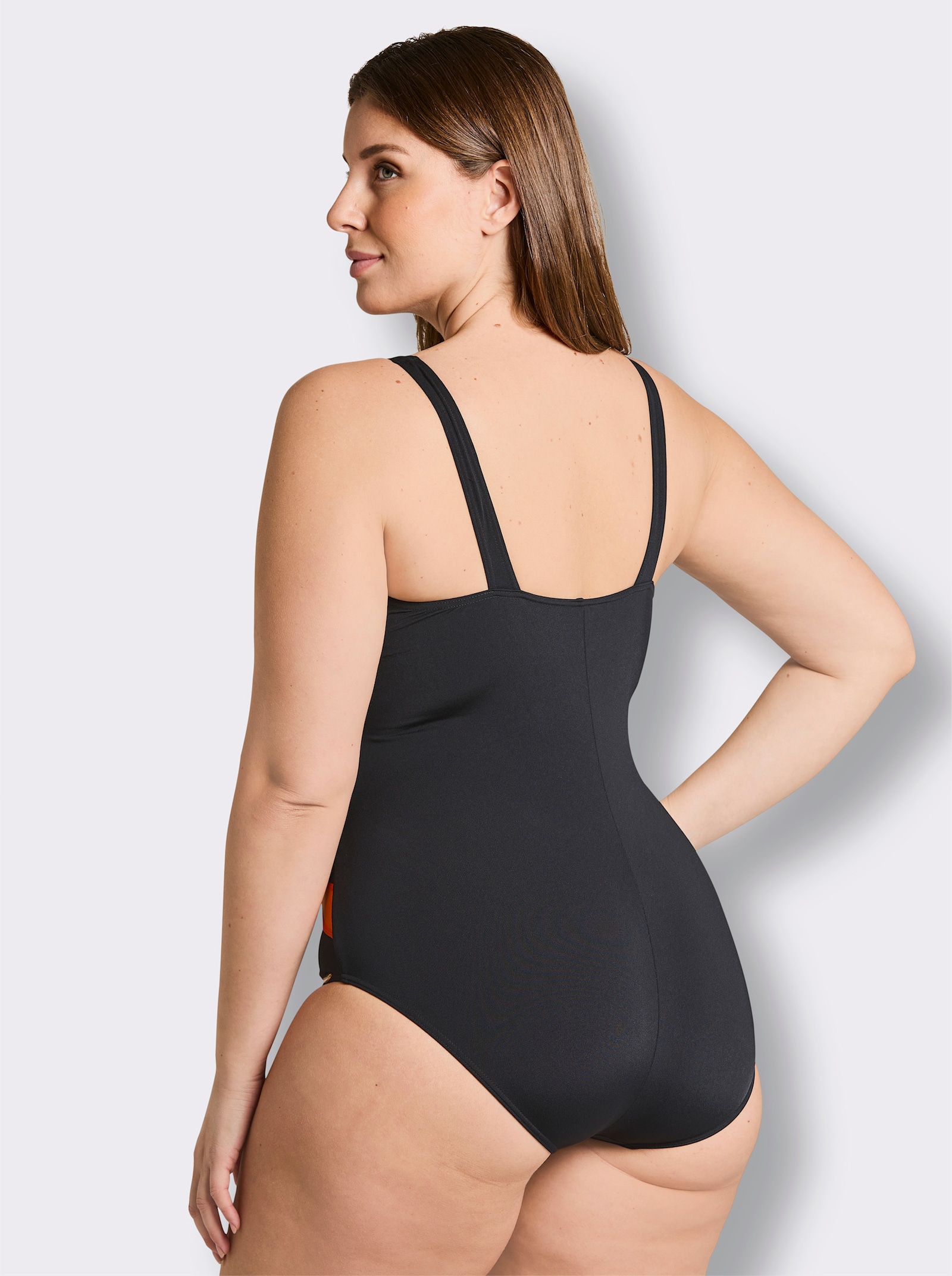 Sunflair Badeanzug in figurschmeichelnder Optik - schwarz-orange