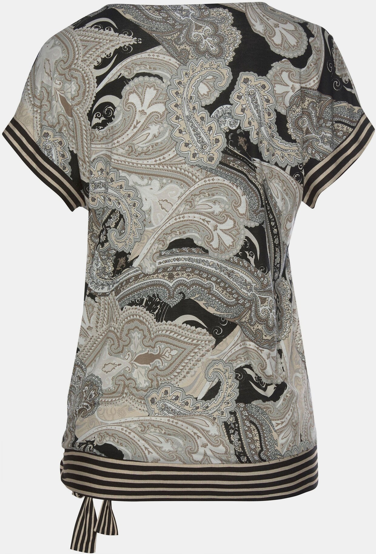 LASCANA Shirt met korte mouwen - zwart/taupe geprint