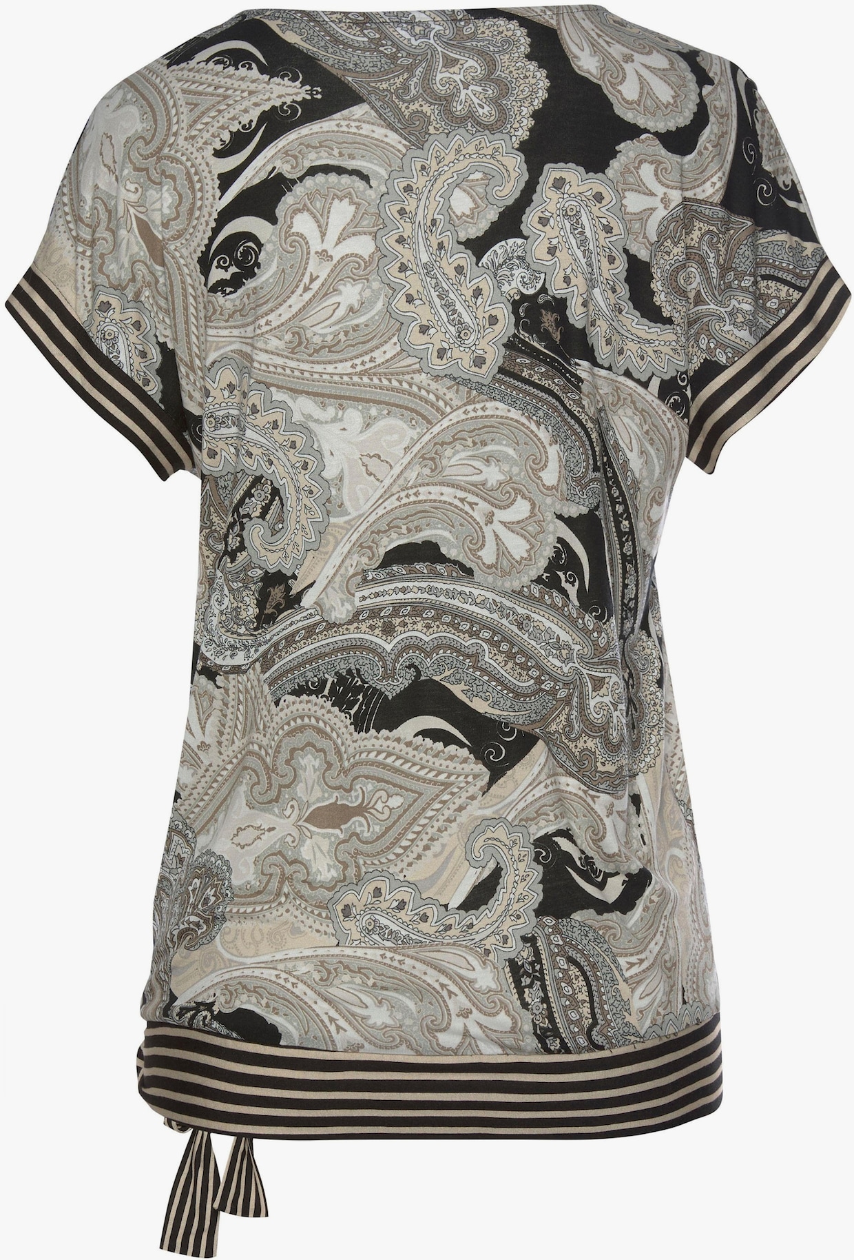 LASCANA Shirt met korte mouwen - zwart/taupe geprint