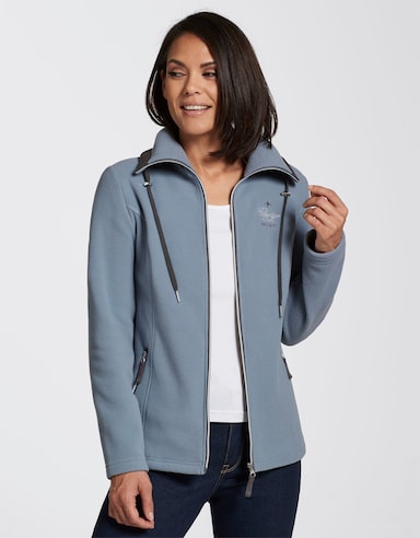Fleecejacke mit schrägen Reißverschluss-Taschen - bleu