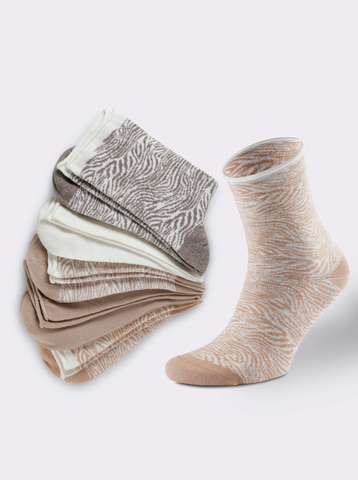 wäschepur Damen-Socken - camel-gemustert