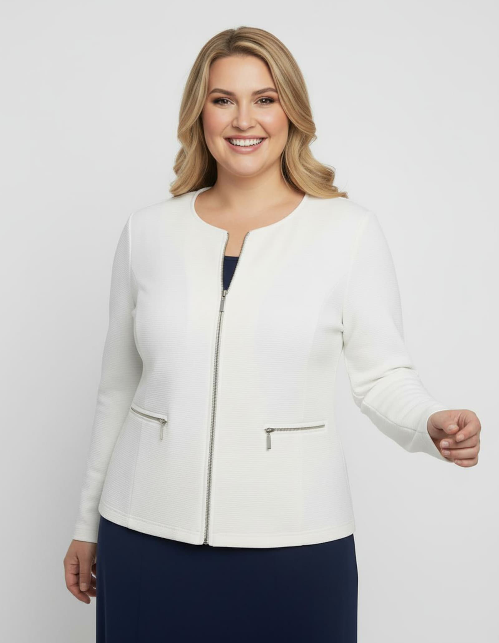 Shirtblazer in Ripp-Optik - weiß