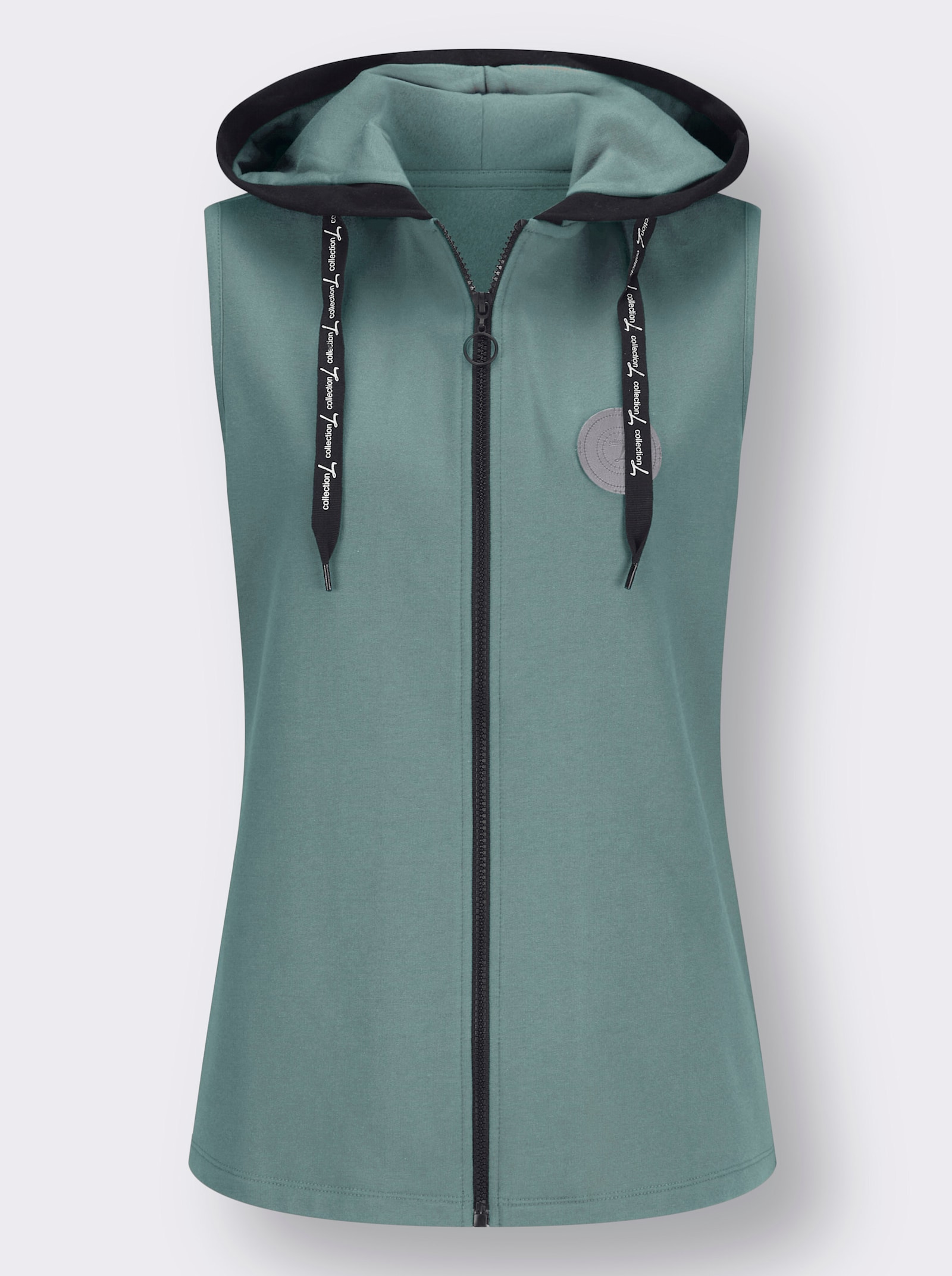 Sweatweste mit Schriftzug-Bindeband - jade
