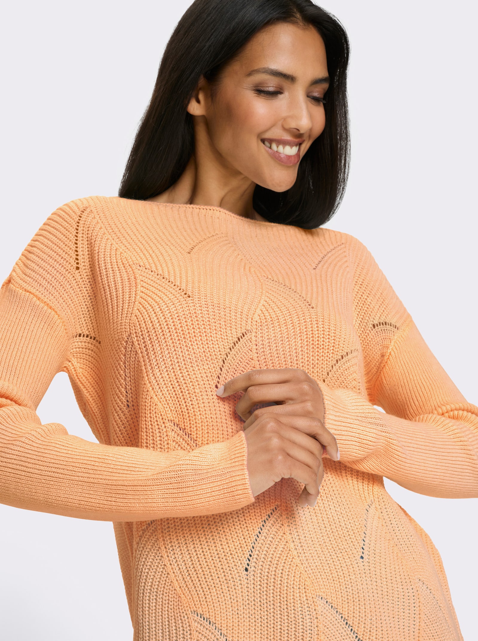 Pullover mit U-Boot-Ausschnitt - apricot