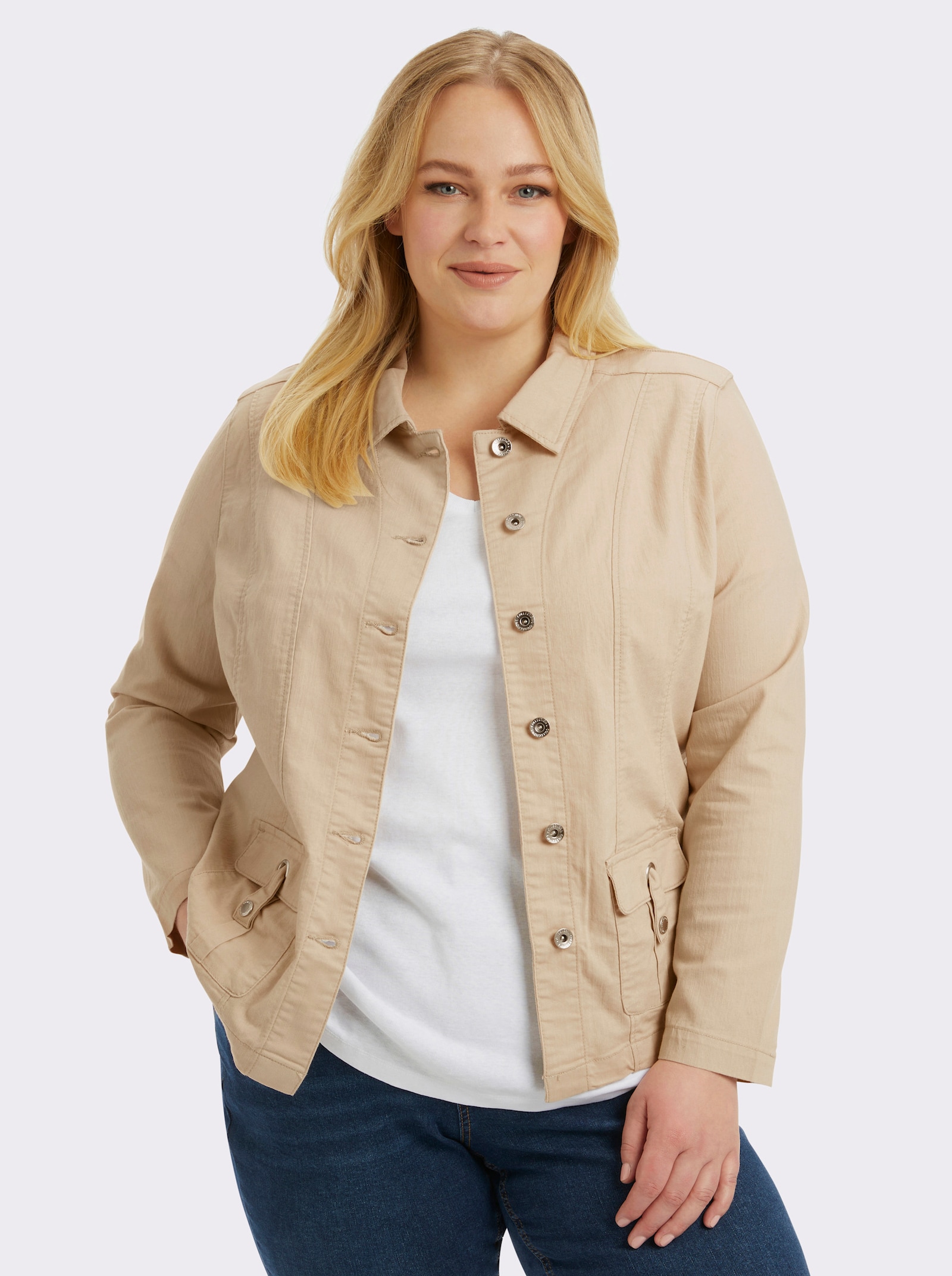 Jackenblazer in Denim-Optik - stein