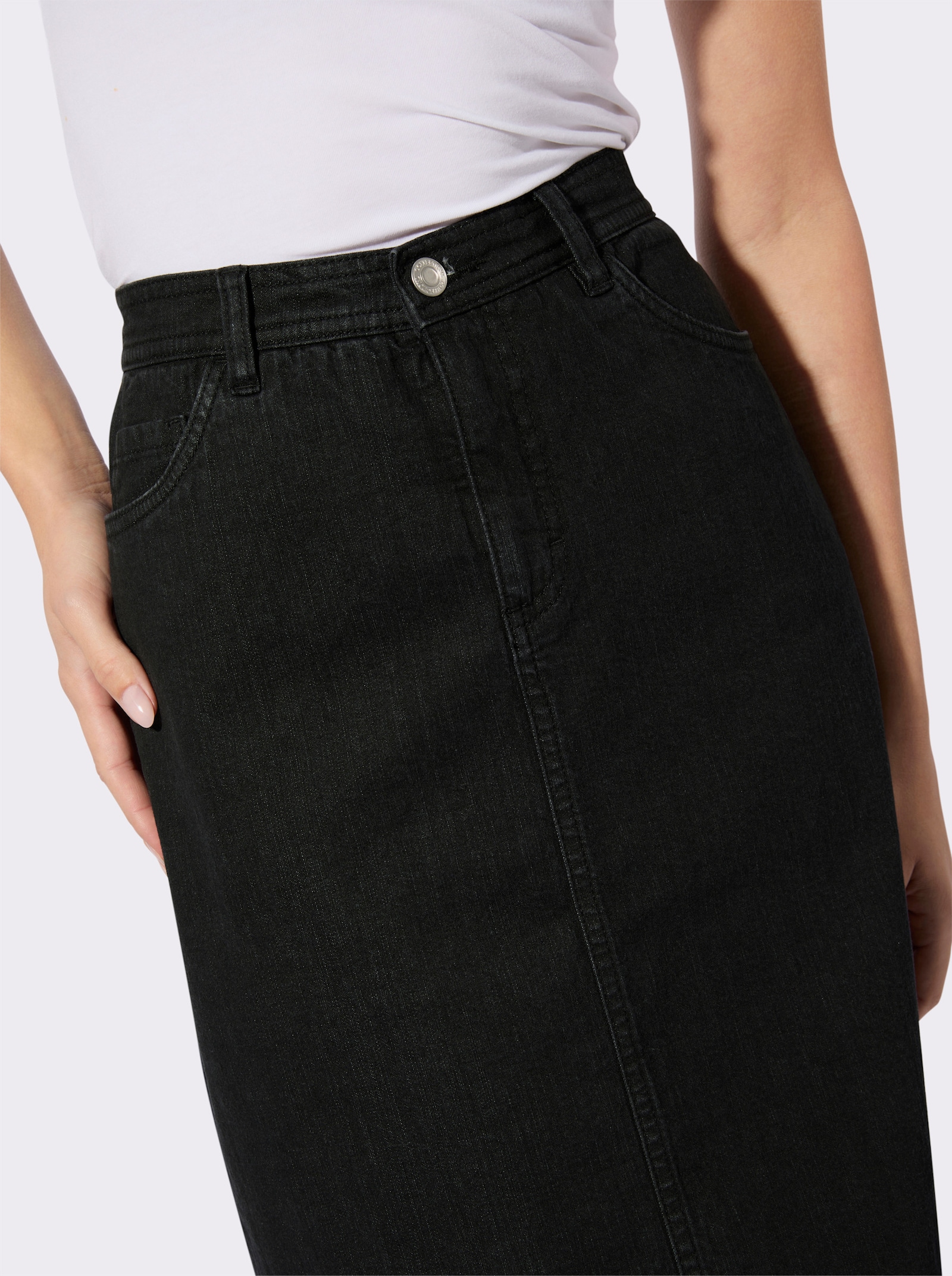 Jeansrock in 5-Pocket-Form - black-denim