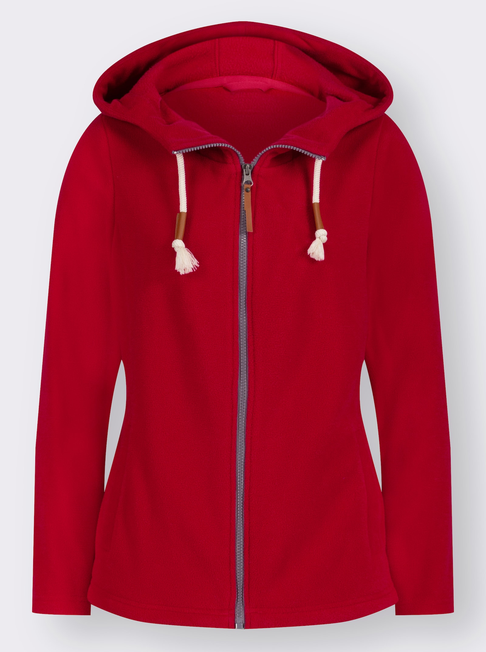 Fleecejacke mit Kapuze - rot