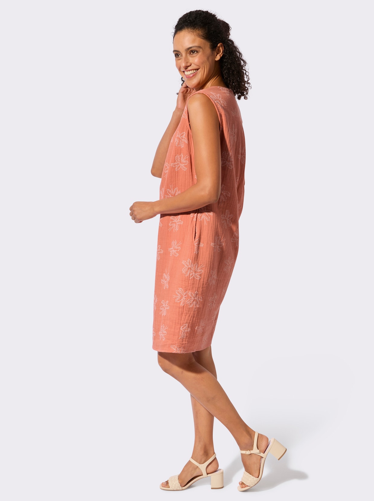 Baumwollkleid - papaya-ecru