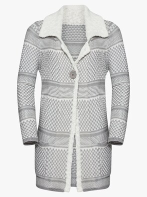 Strickjacke - ecru-grau