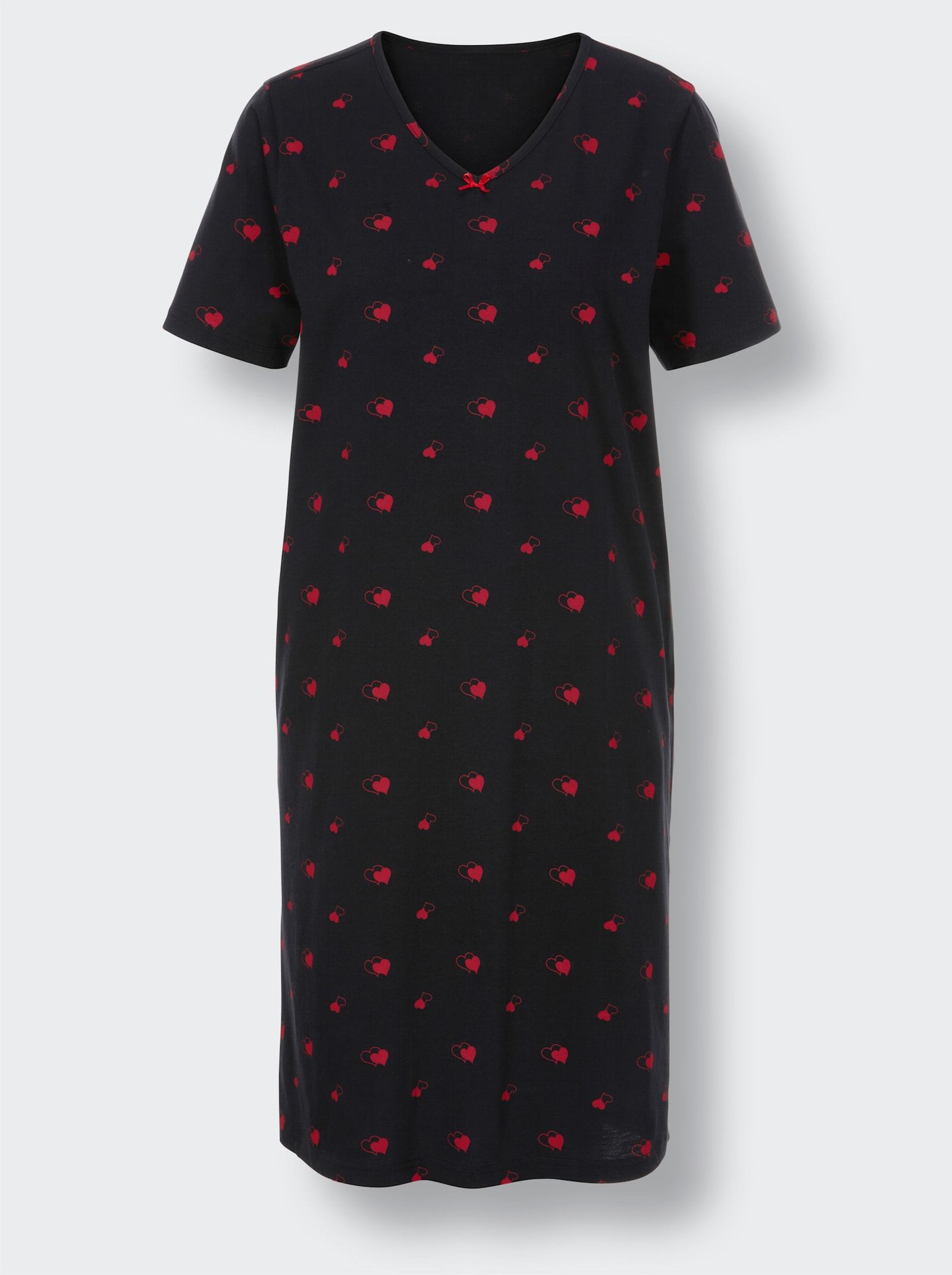 wäschepur T-shirts de nuit au motif petits cœurs - rouge + noir