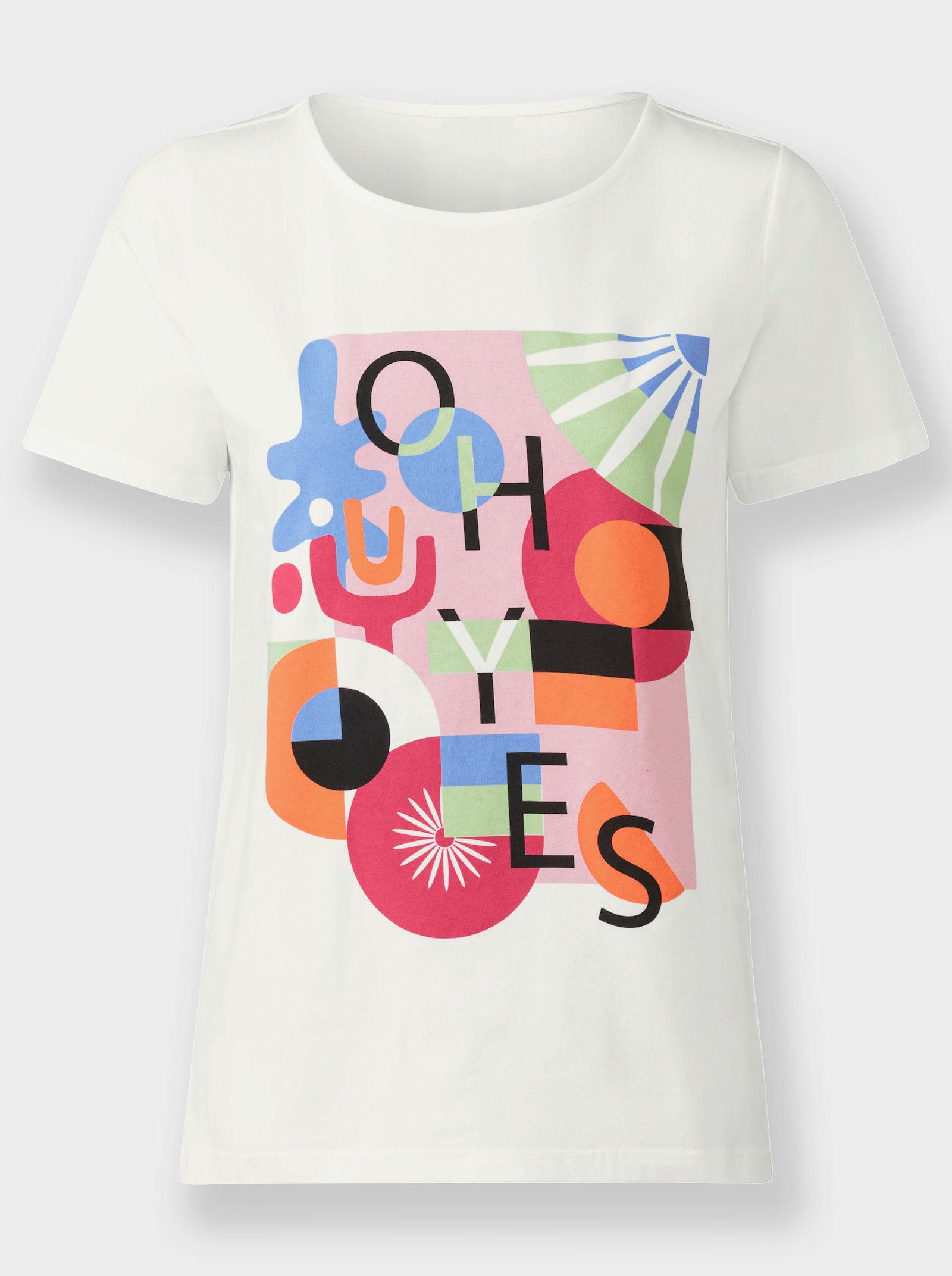 heine Rundhalsshirt mit Frontdruck - weiß