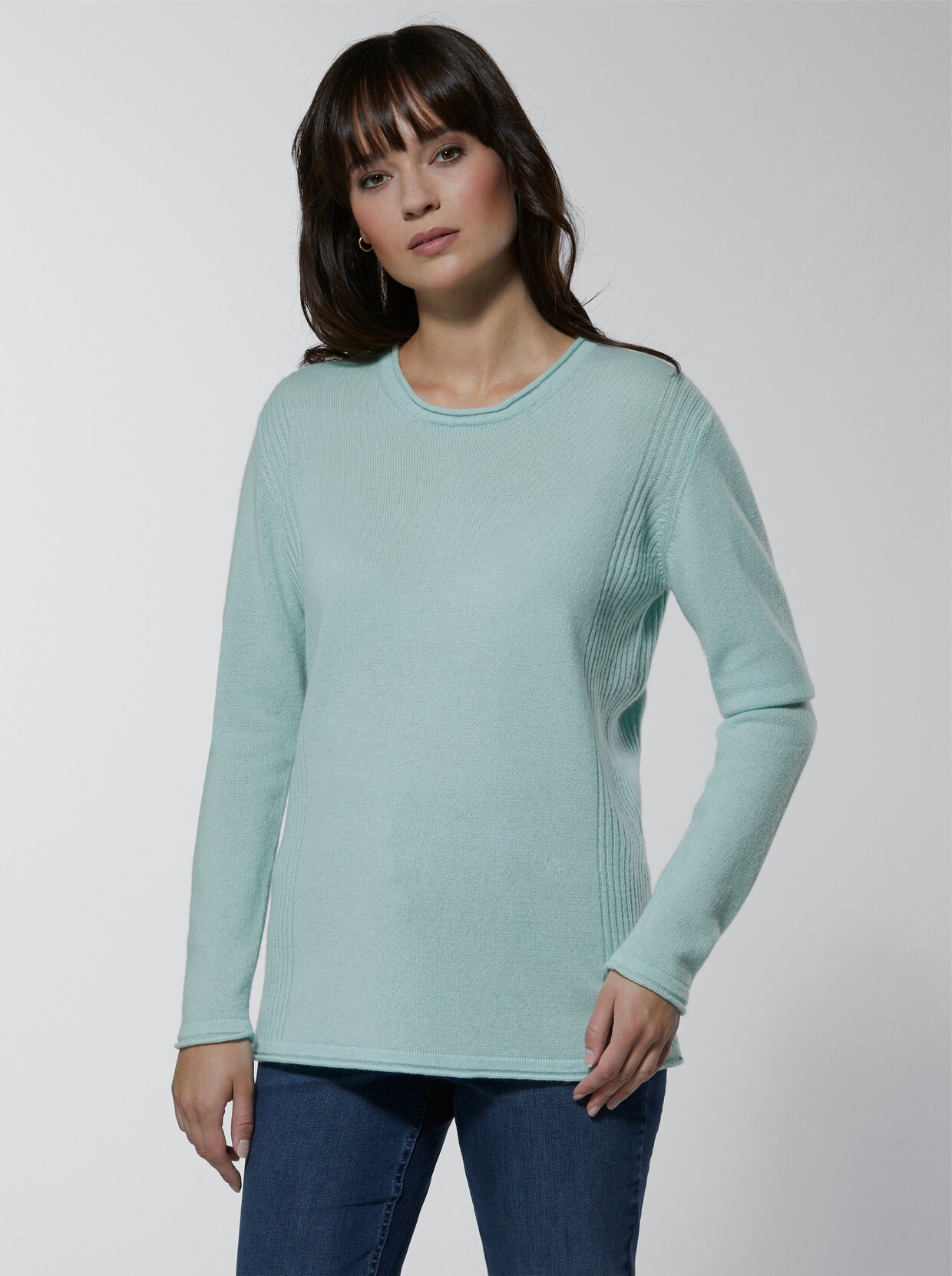 Creation L Premium Kaschmir-Pullover - aqua-meliert