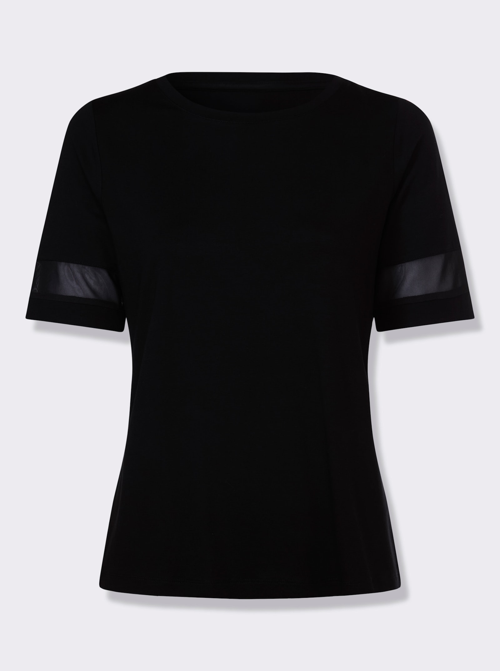 heine Shirt mit Mesch-Einsätzen - schwarz