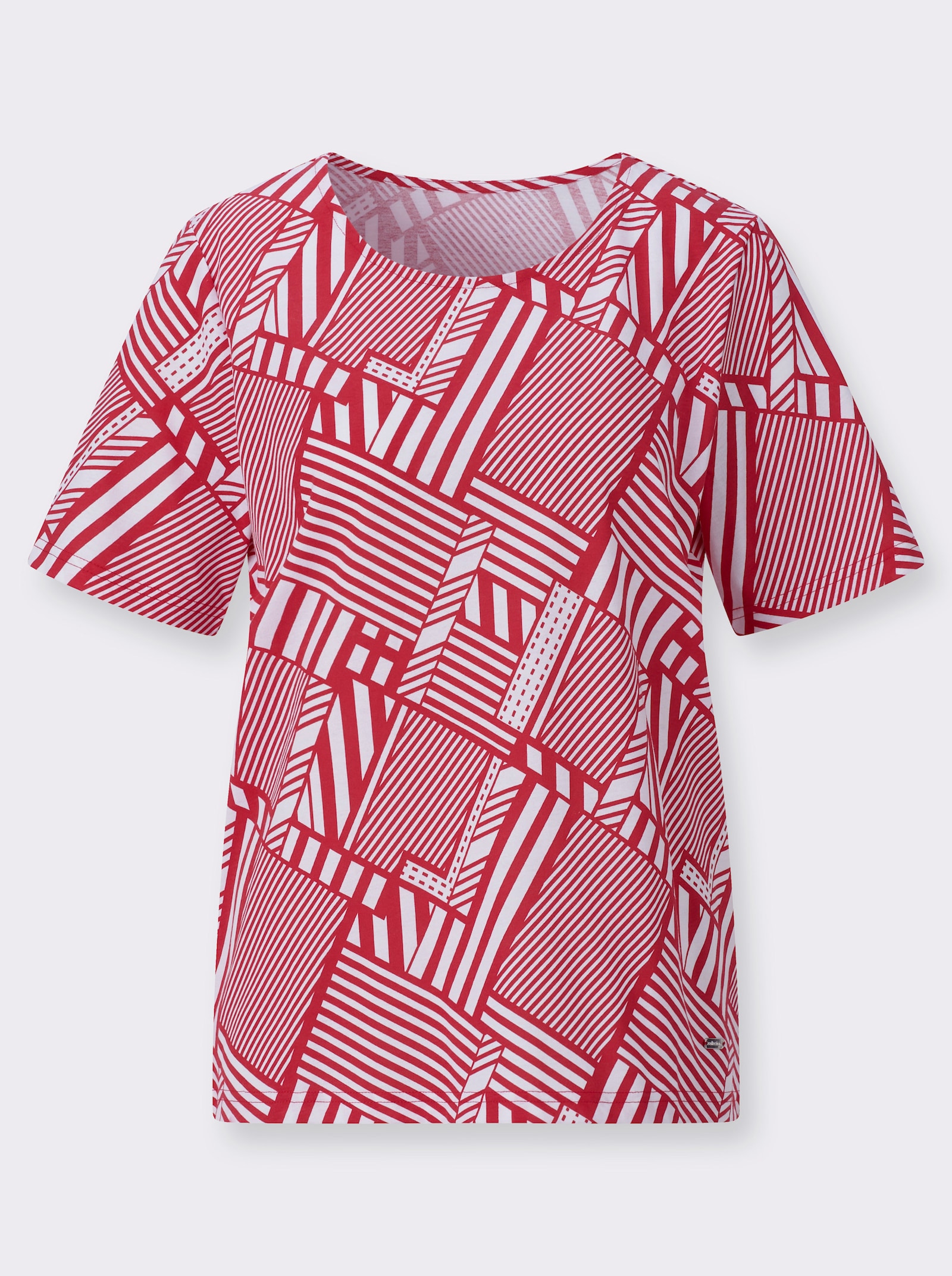 Rundhalsshirt im Grafik-Dessin - erdbeere-weiß-bedruckt
