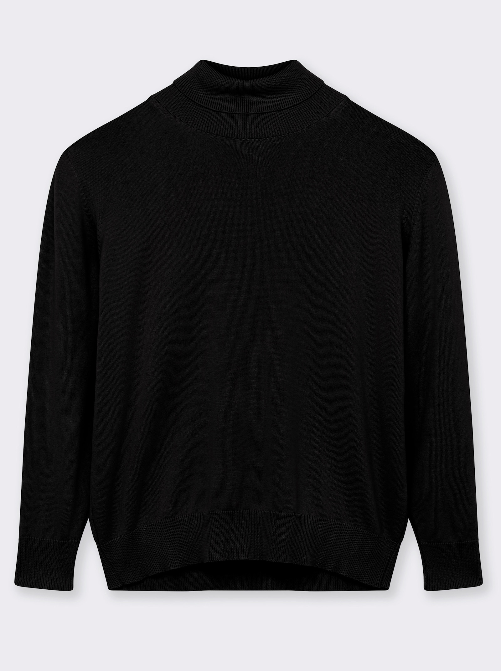 Rollkragenpullover aus reiner Baumwolle - schwarz