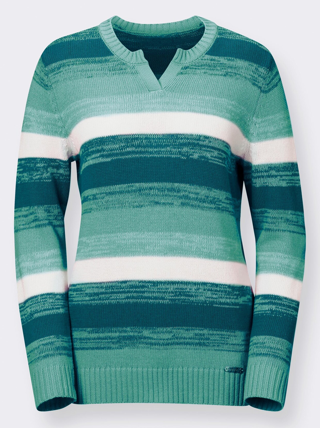 Streifenpullover - jade-petrol-gestreift
