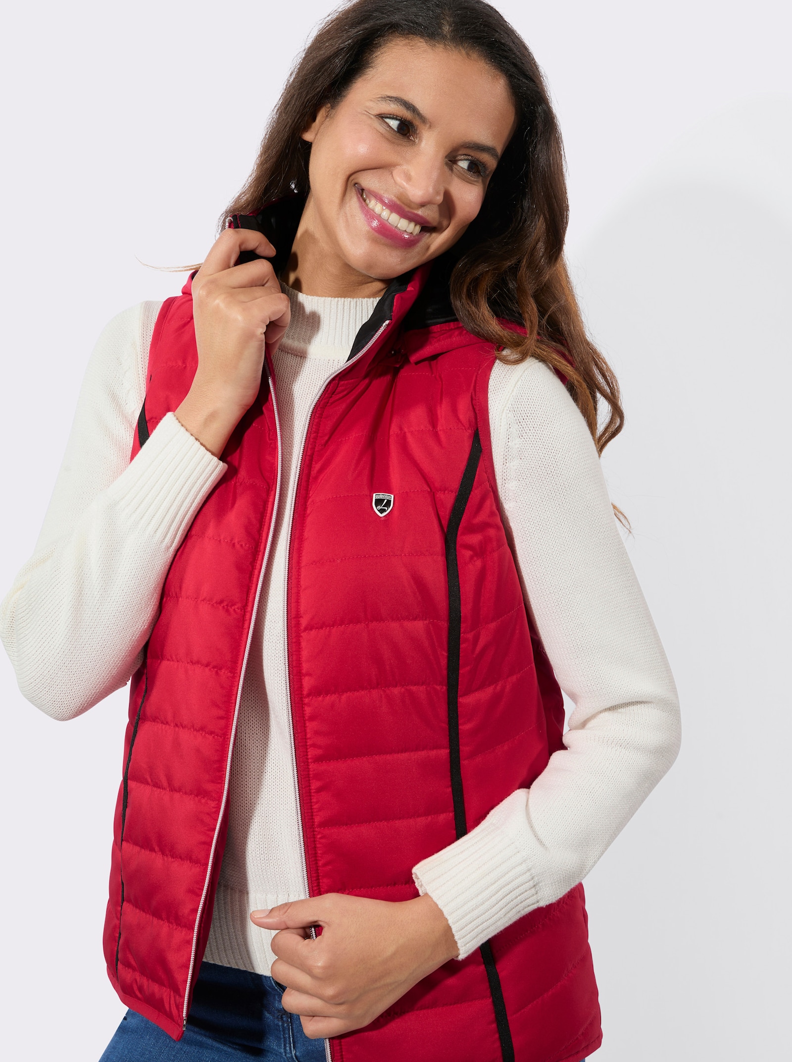 Steppweste mit abnehmbarer Kapuze - rot