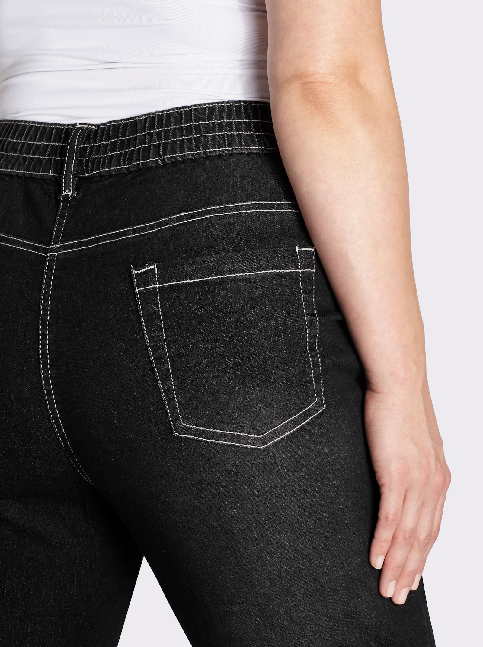 7/8-Jeans mit Reißverschluss-Blende - black-denim