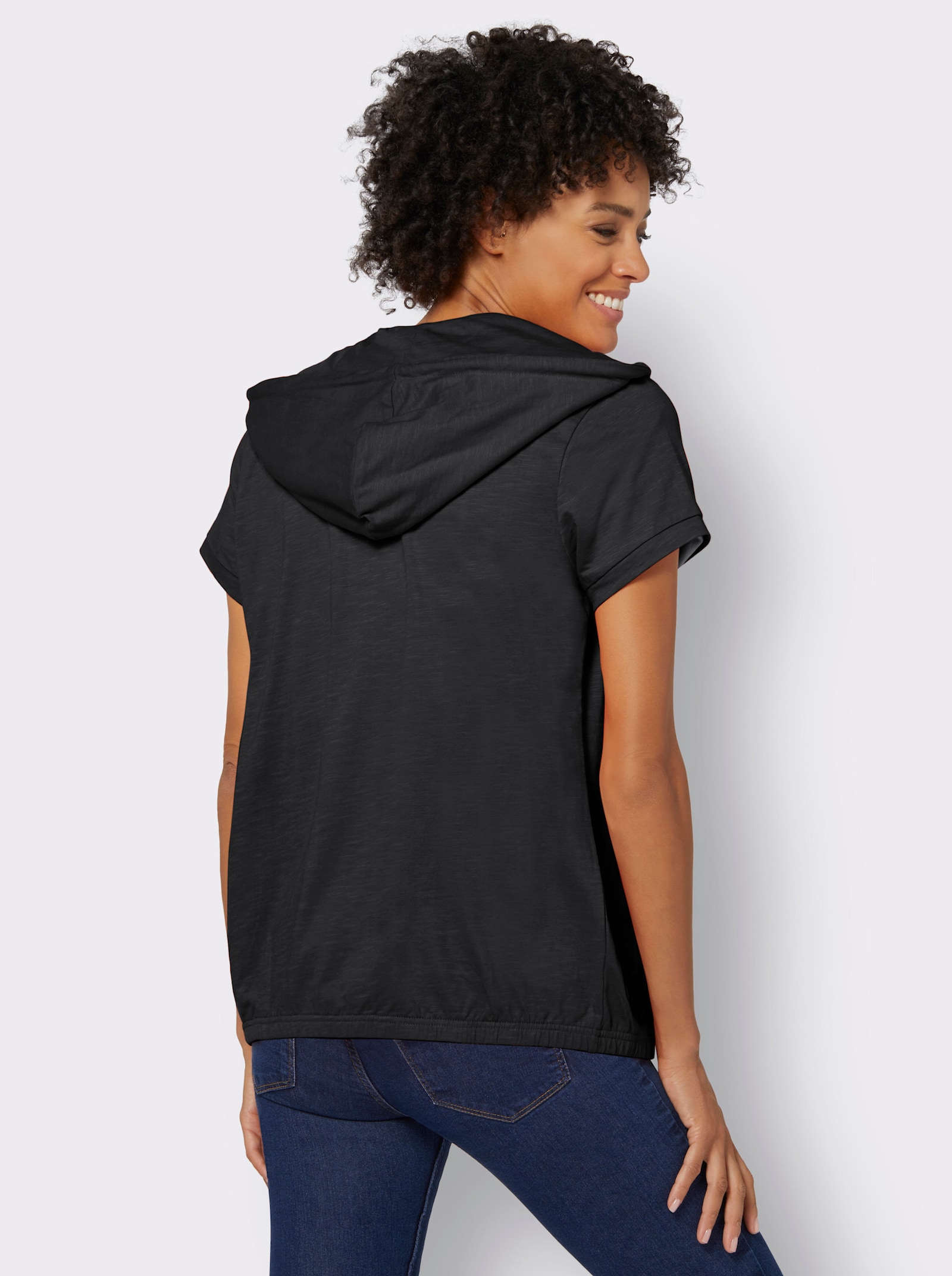 Sweatjack met zakken op de naden - zwart