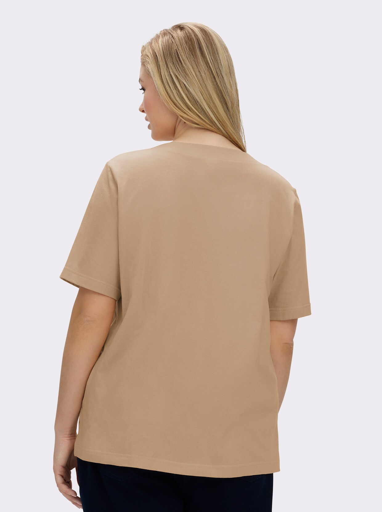 Kurzarmshirt mit Muschel-Druck - beige