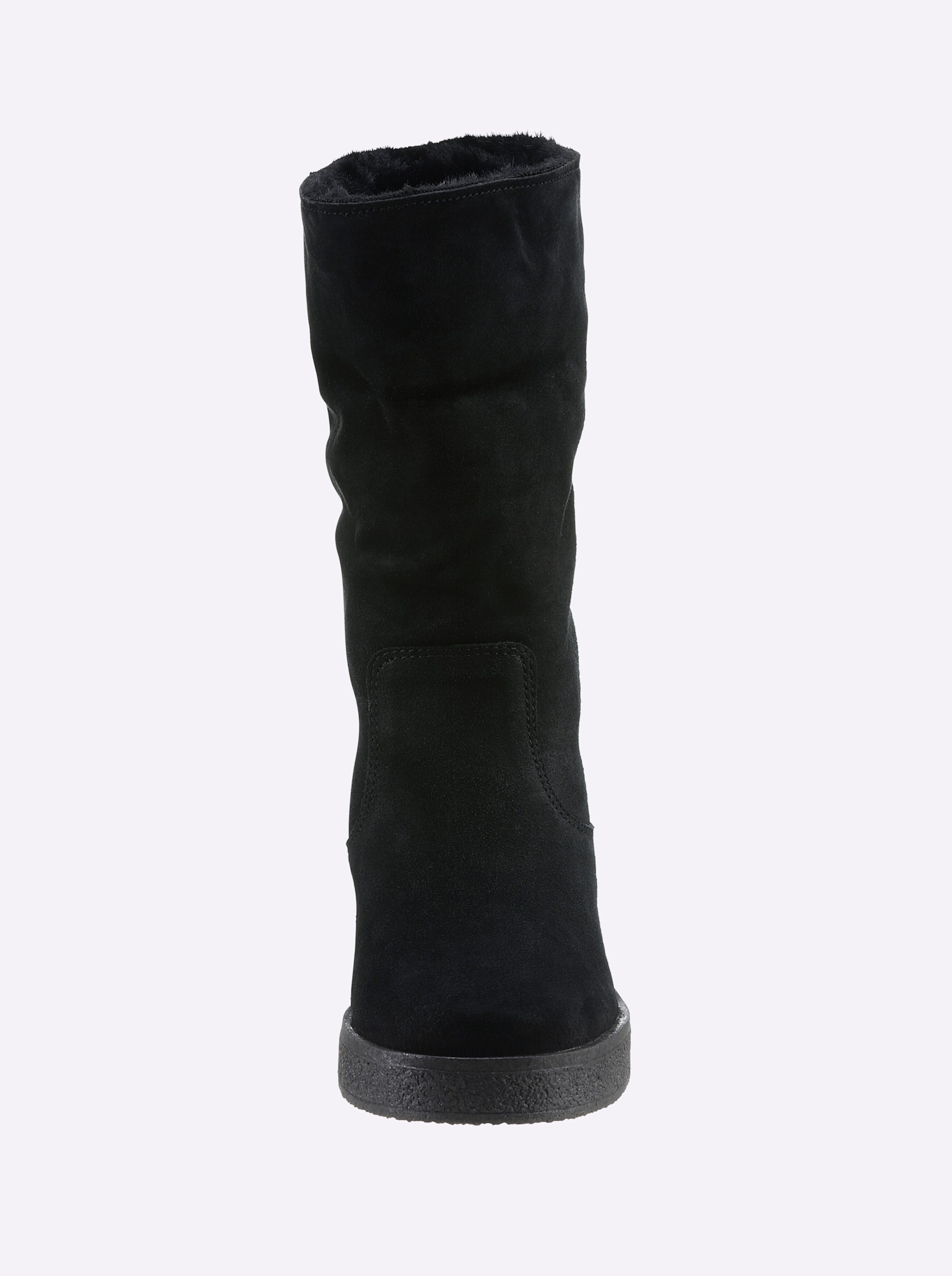 Sohle Leder  günstig Kaufen-Stiefel in schwarz von heine. Stiefel in schwarz von heine <![CDATA[Stiefel Made in Portugal. Warm gefüttert und bequem, aus softem Rind-Veloursleder mit weicher Polsterung. Antibakterielles Warmfutter. Innensohle Textil. Plateauhöhe ca. 20 mm. Blockabs