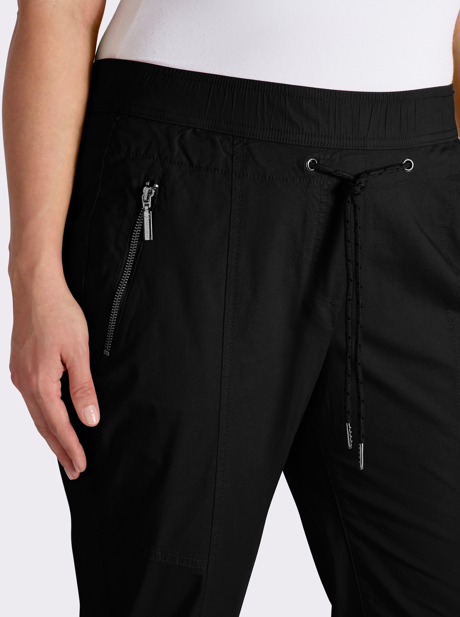  7/8-Hose mit Reißverschluss-Taschen - schwarz