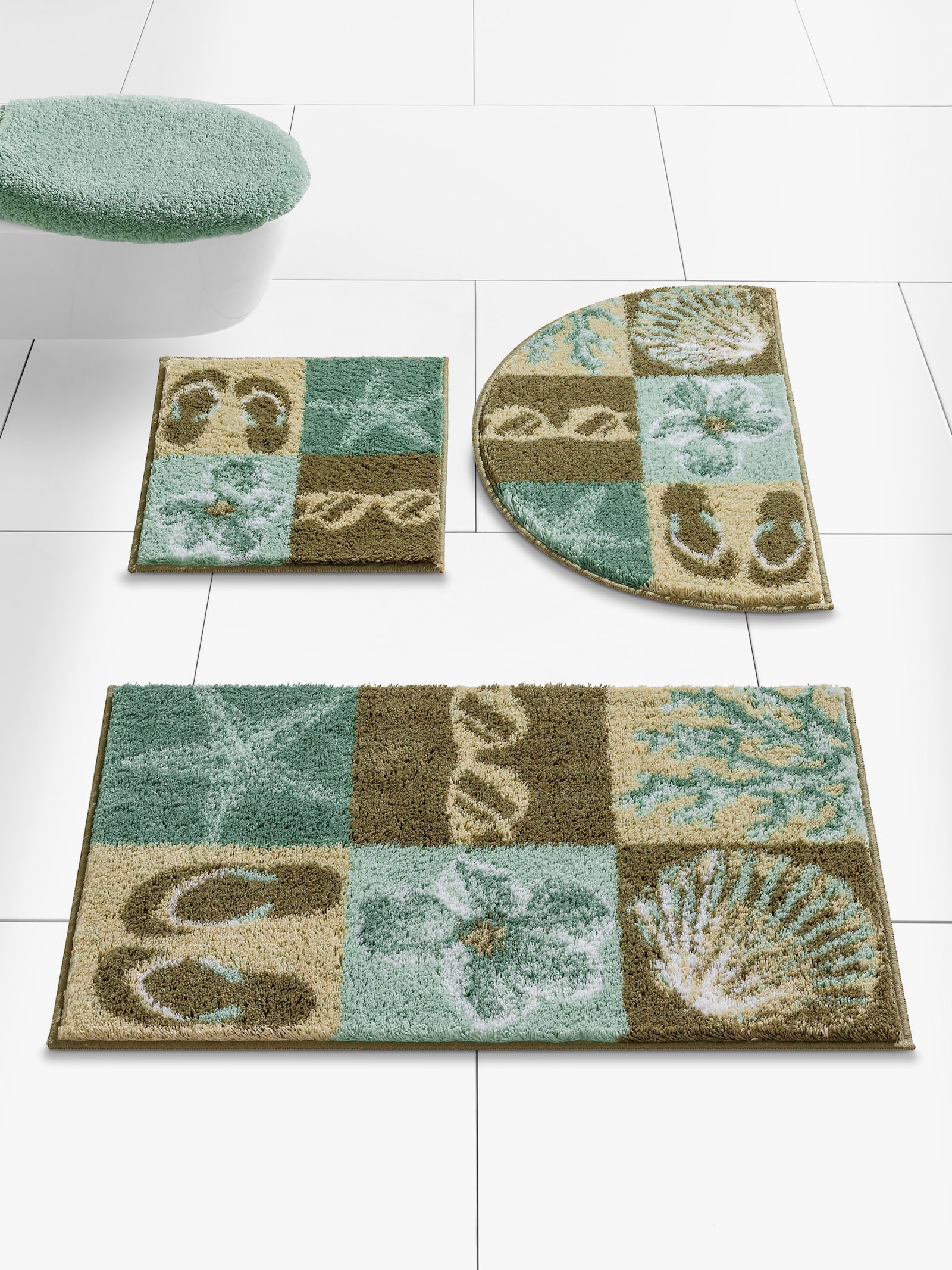 Grund Badematte - salbei-gemustert