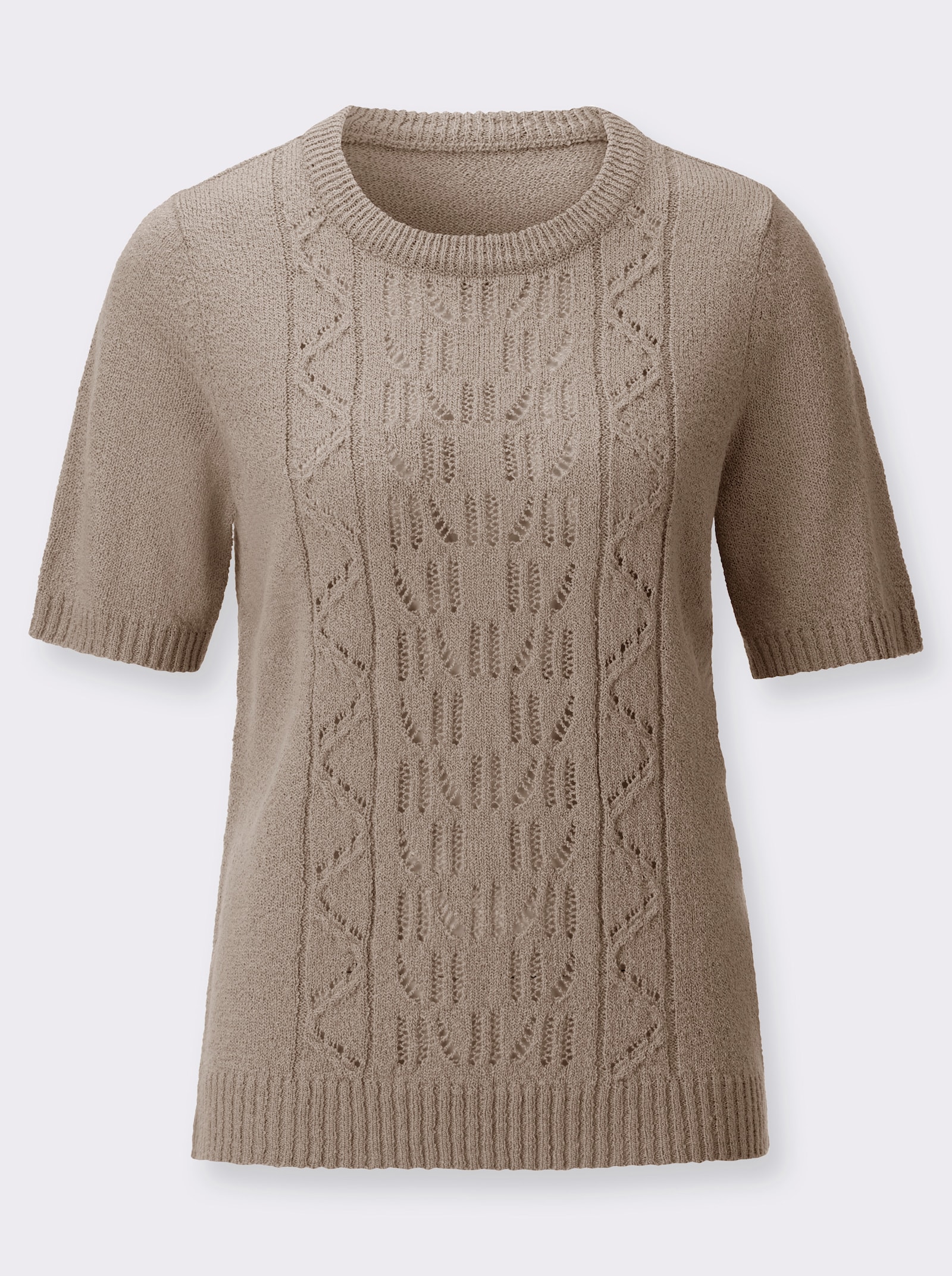 Ajourpullover in Bouclé-Qualität - sesam