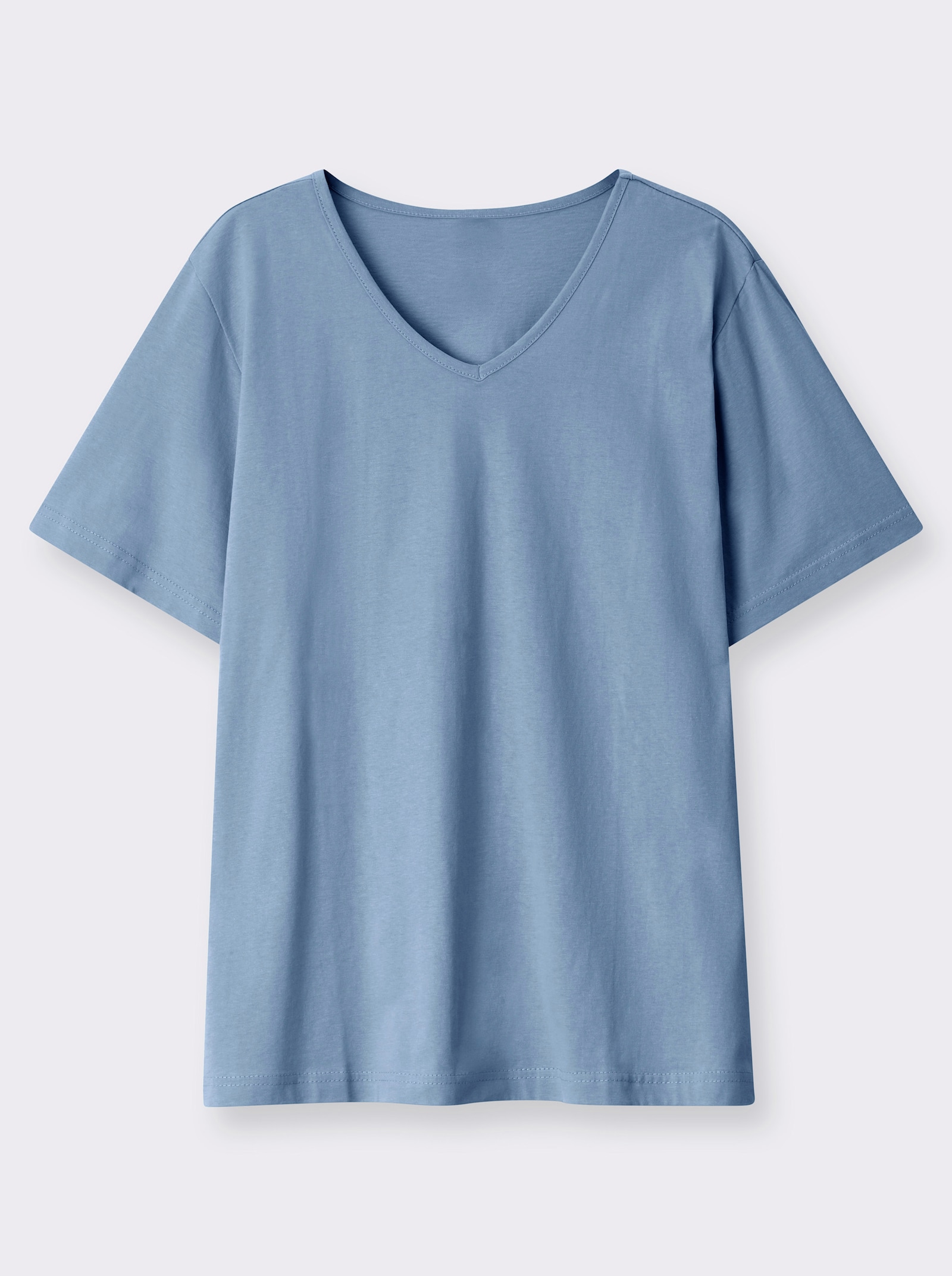 Kurzarmshirt mit V-Ausschnitt - bleu
