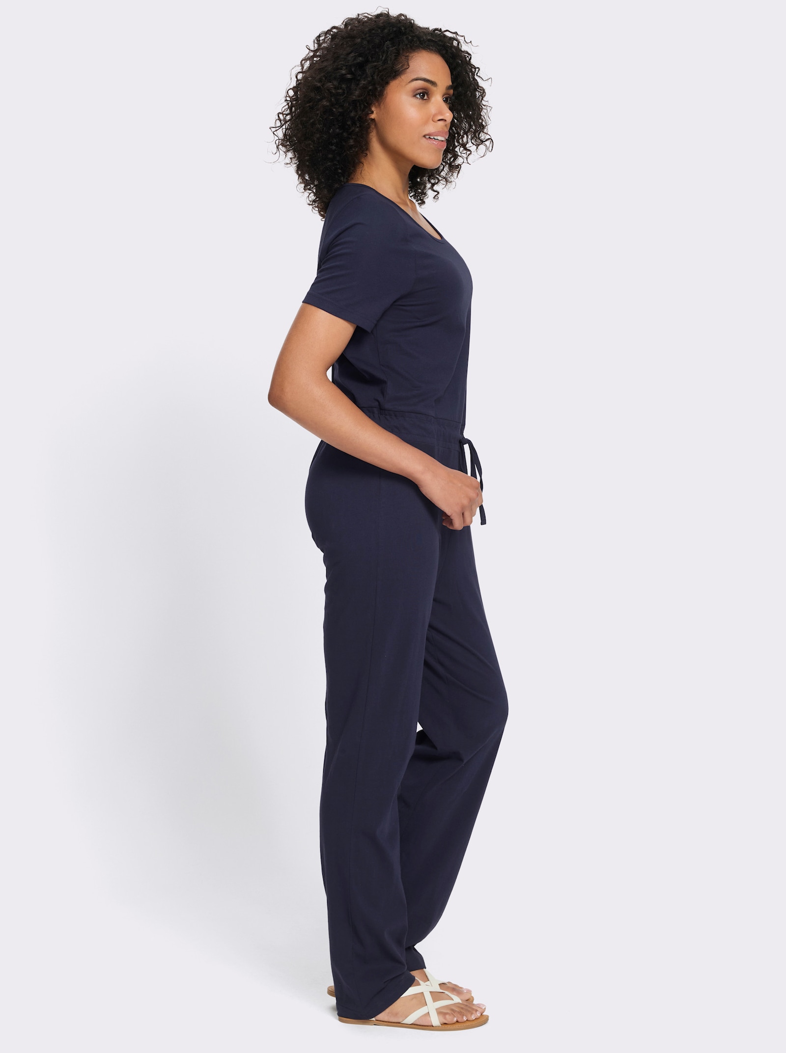 Jumpsuit mit Tunnelzug in der Taille - marine