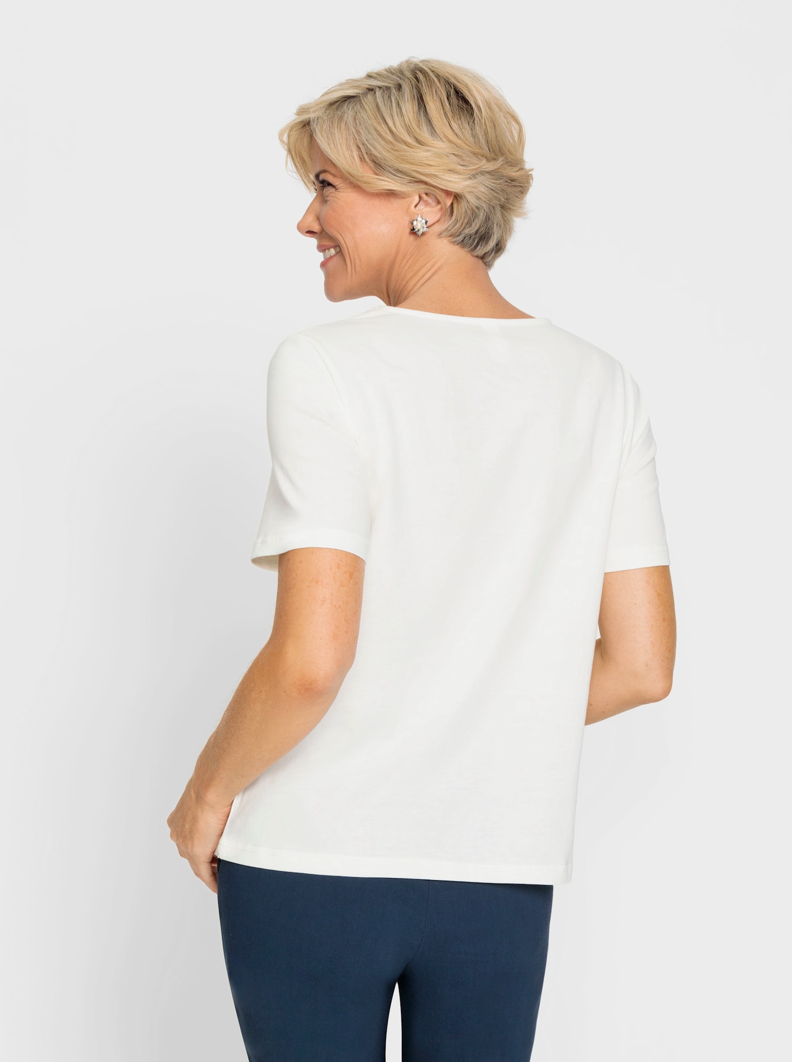 Shirt met ronde hals, OCS-gecertificeerd, met biokatoen - ecru