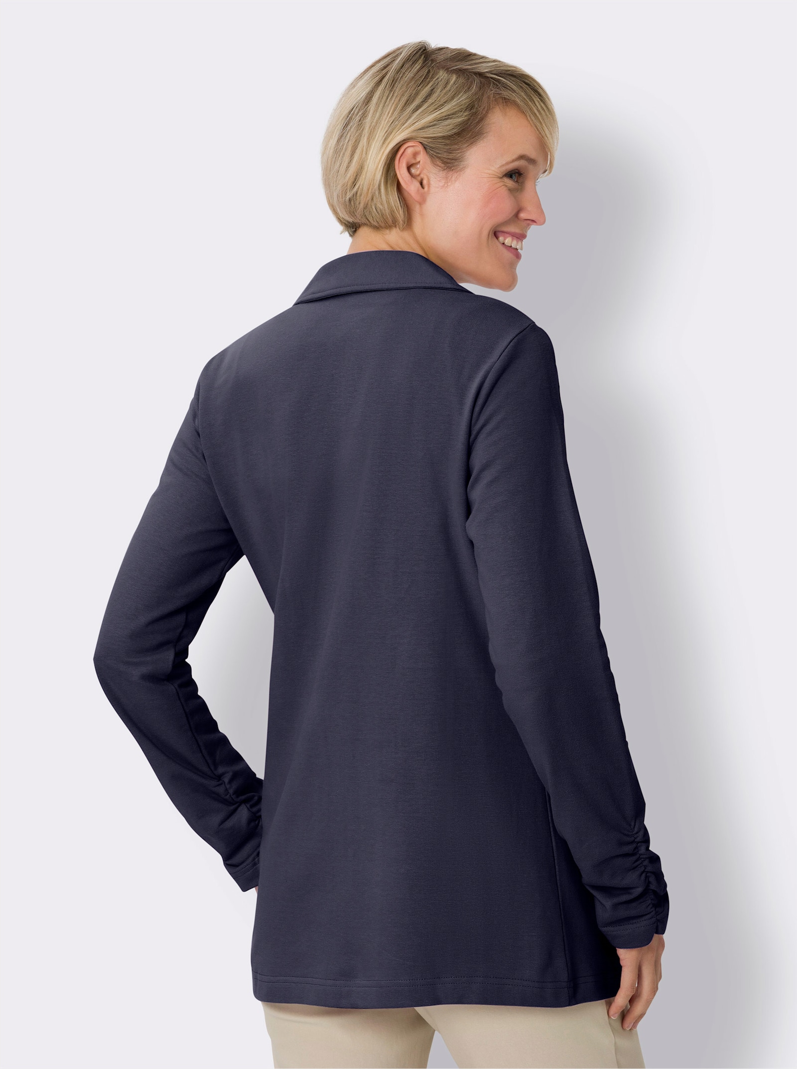 Sweatblazer am Ärmel gerafft - marine