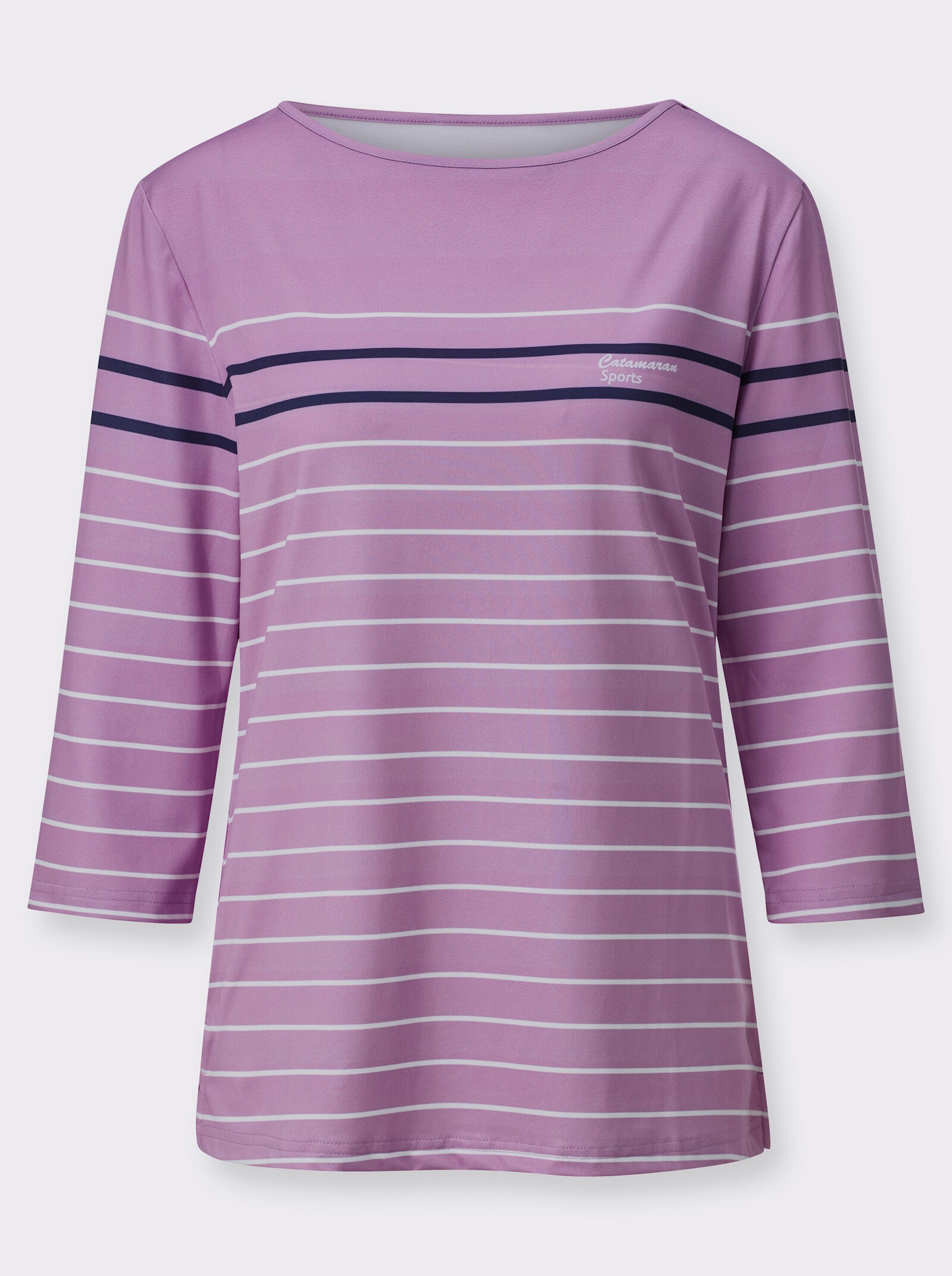 Catamaran Sports Vrijetijdsshirt met streeppatroon - orchidee/wit gestreept