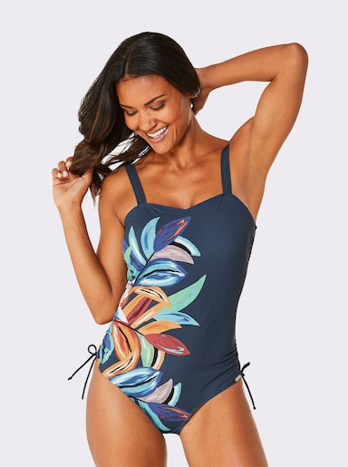 feel good Badeanzug mit figurformendem Einsatz - dunkelblau-aqua
