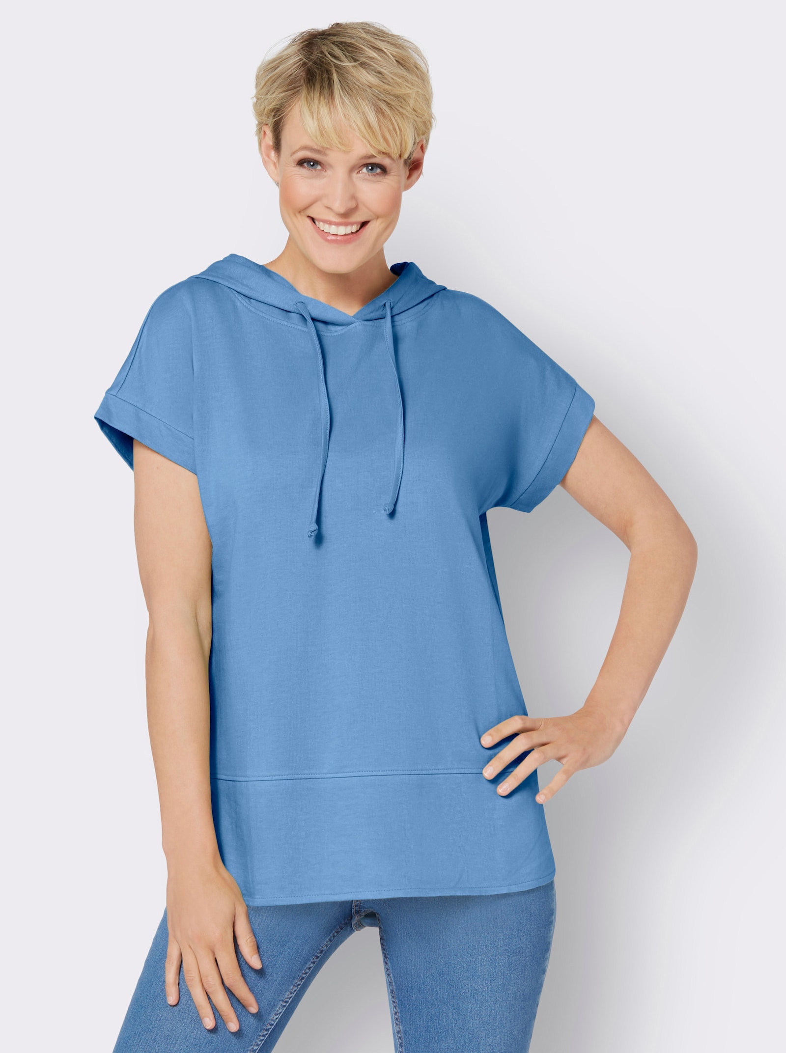 Sweatshirt mit kurzen Ärmeln - himmelblau