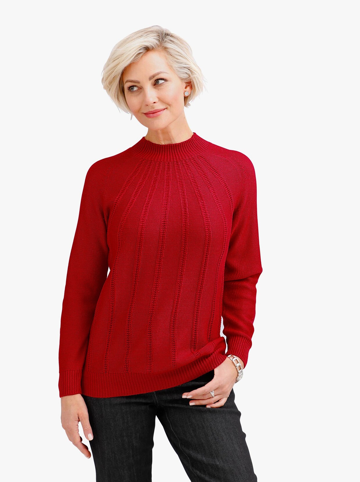Pletený pulóver - červená