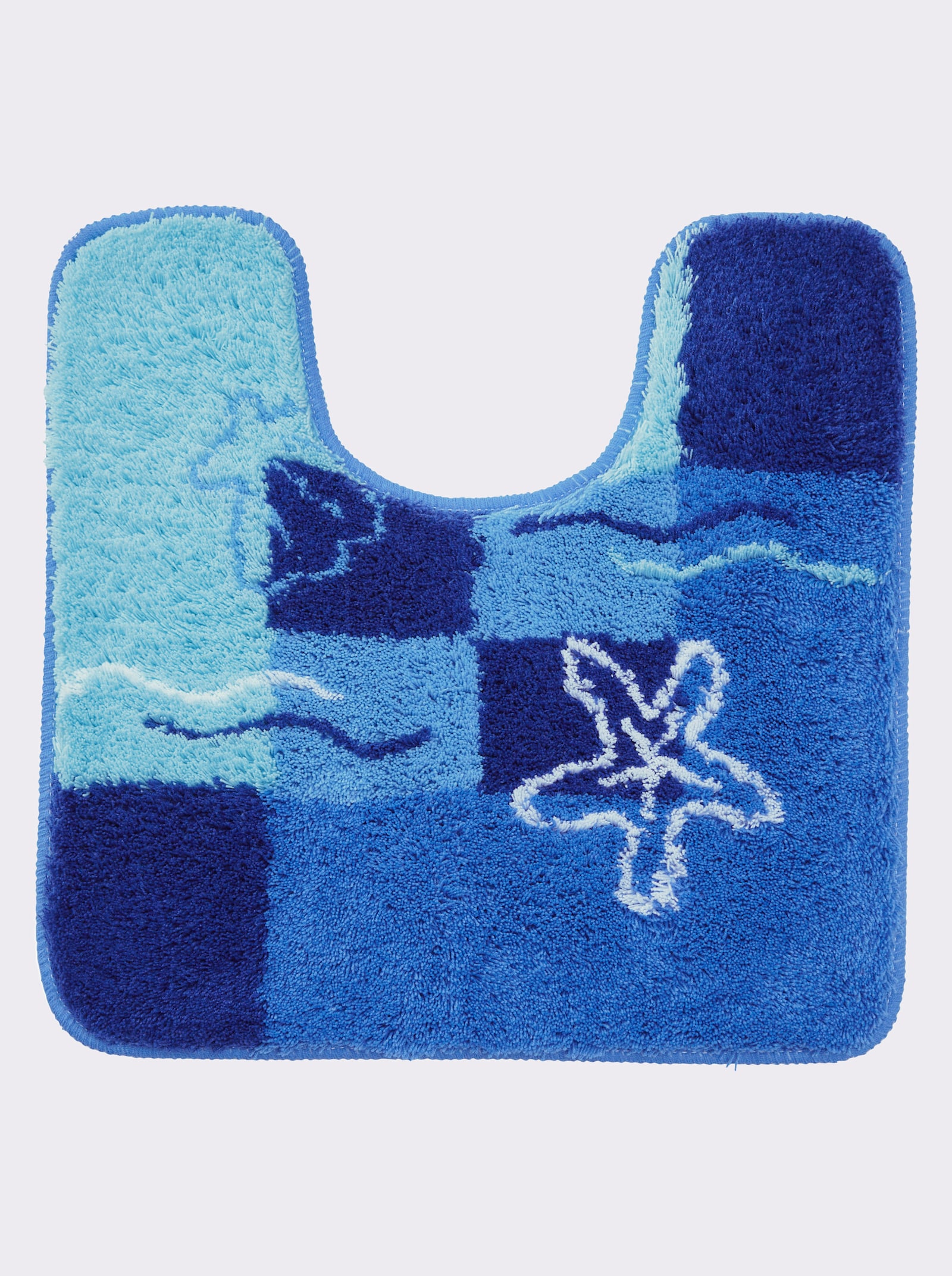 Hagemann Badematte - türkis-royalblau-gemustert