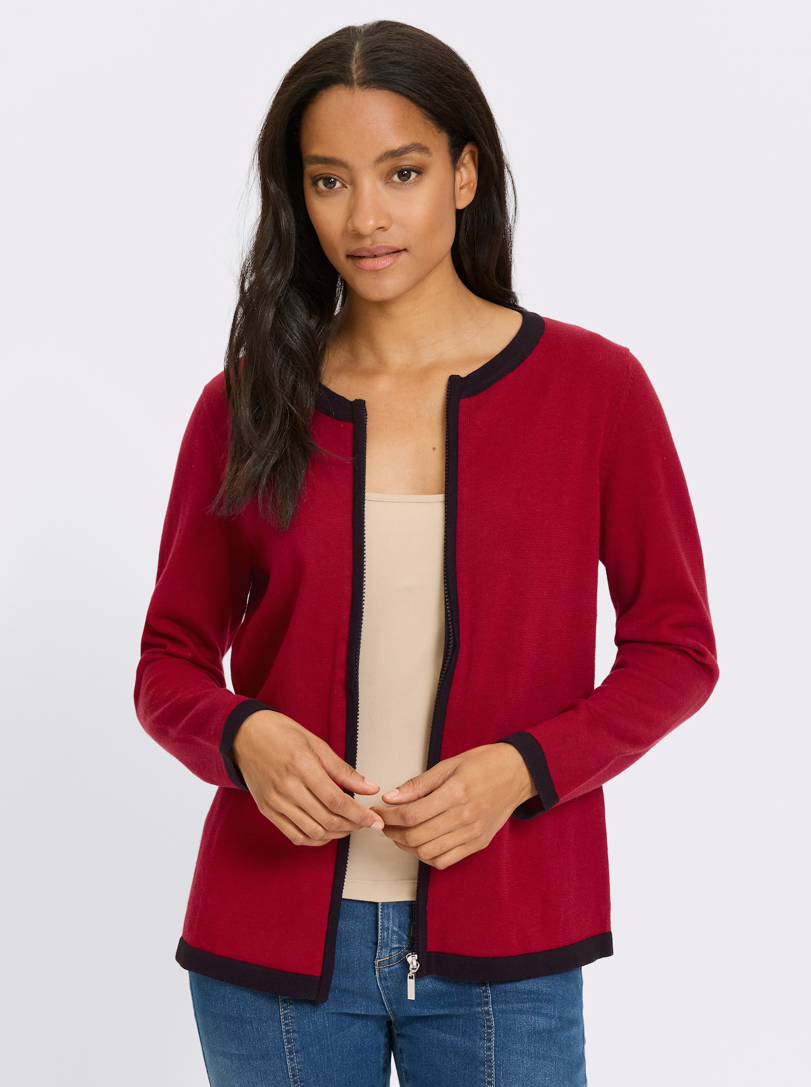 heine Fijn gebreid vest met ritssluiting - rood