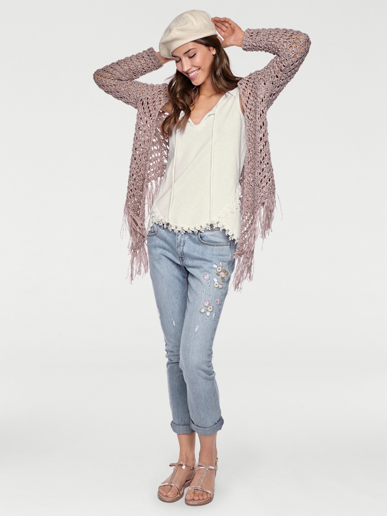 heine veste en tricot - rose