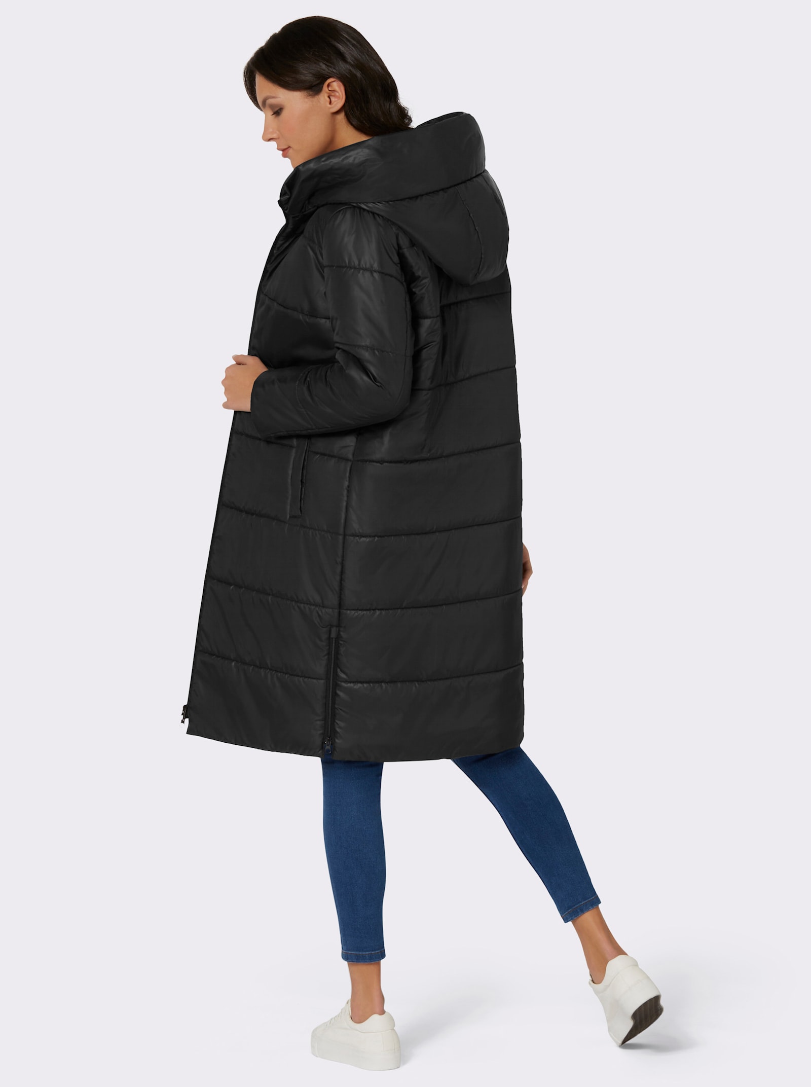 Prošívaný kabát s podšívkou a vatováním - černá