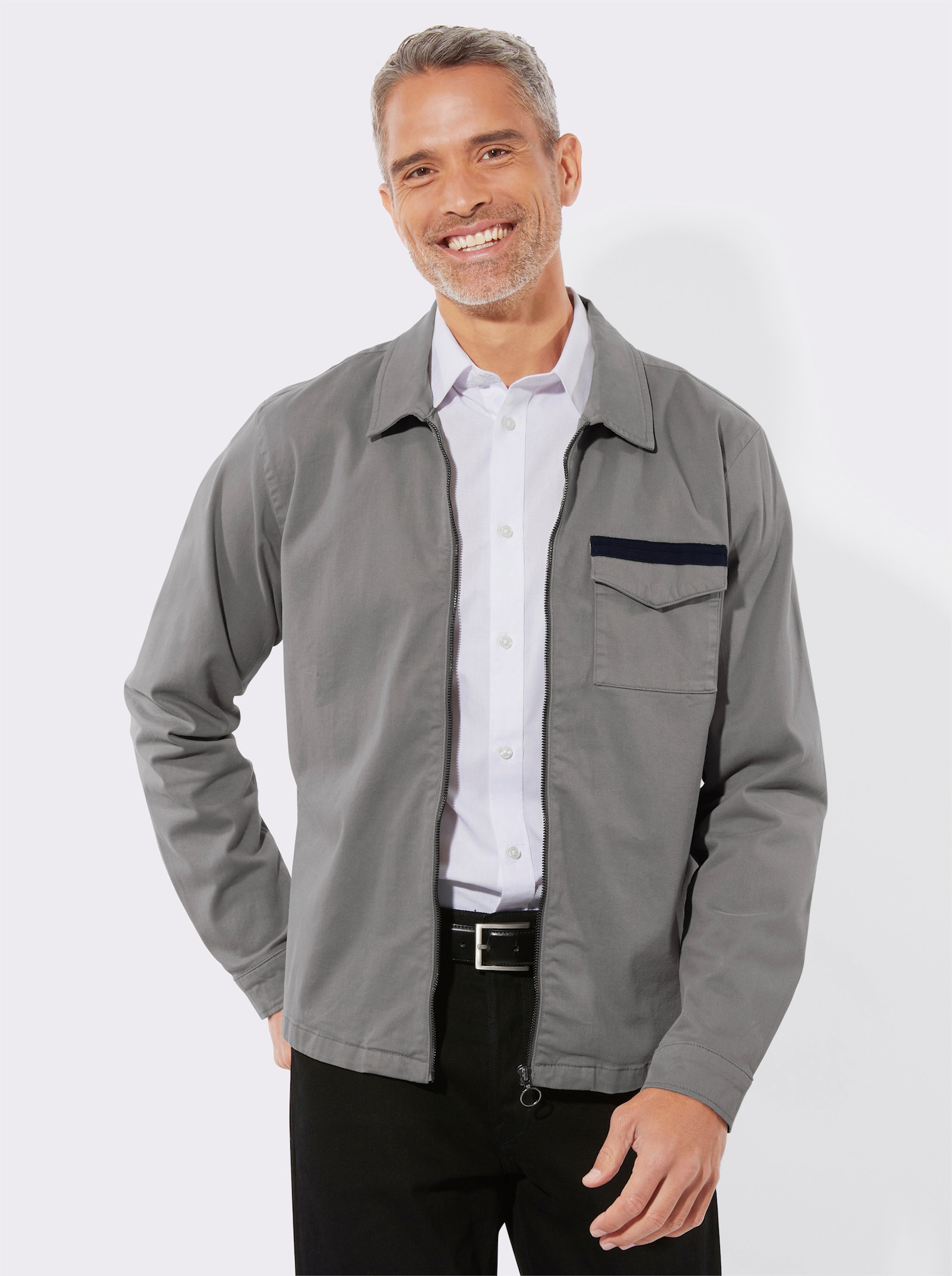 Jacke in Twill-Qualität - grau