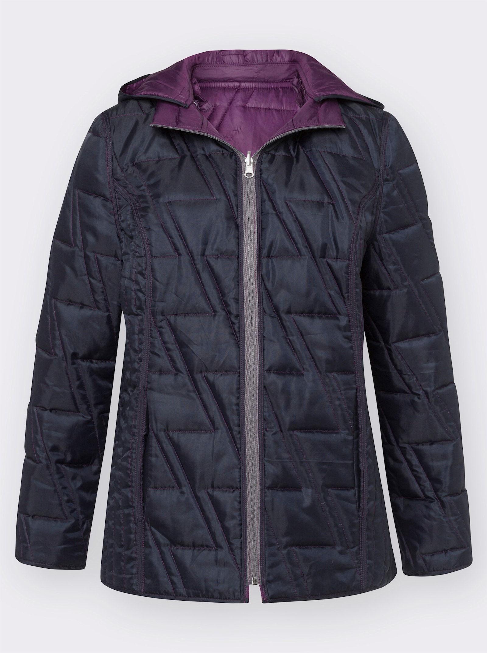 Wendejacke mit Kapuze, abzippbar - violett