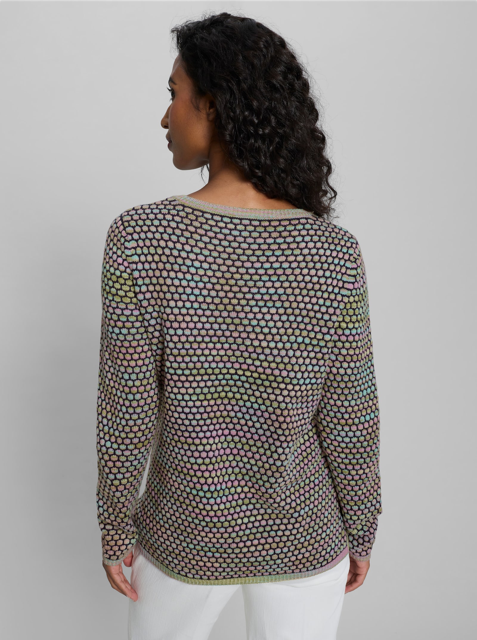 heine Strickpullover in Wabenstruktur - marine-pistazie-gemustert